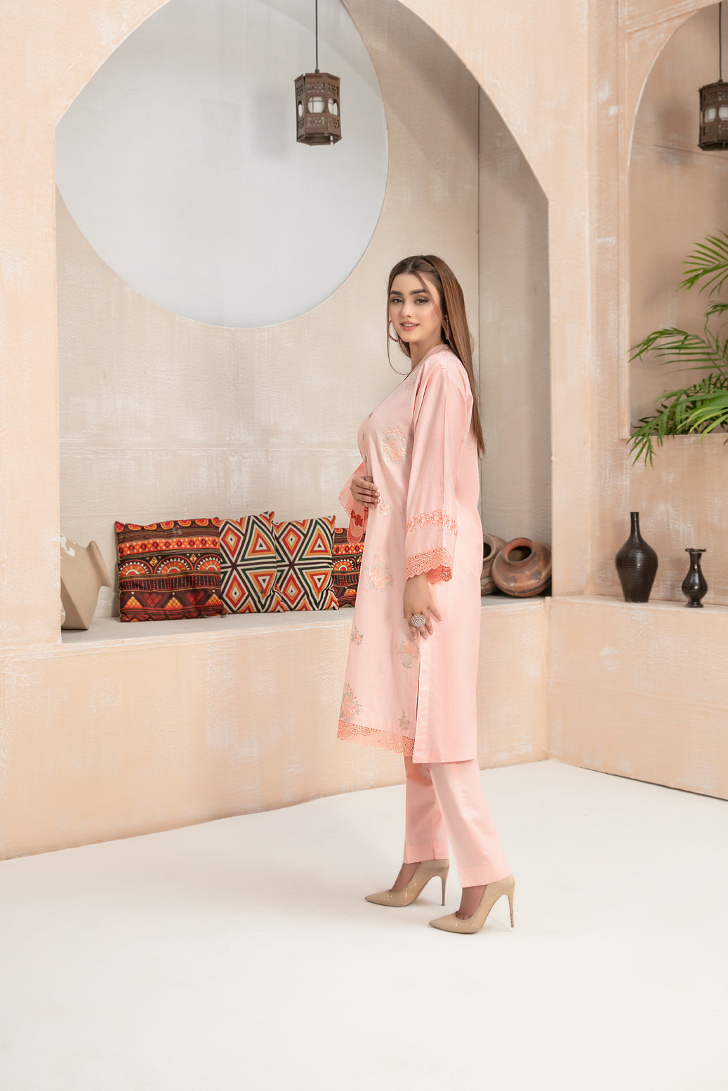 D-9045 2 Pc Embroidered Cotton Outfit - tawakkal