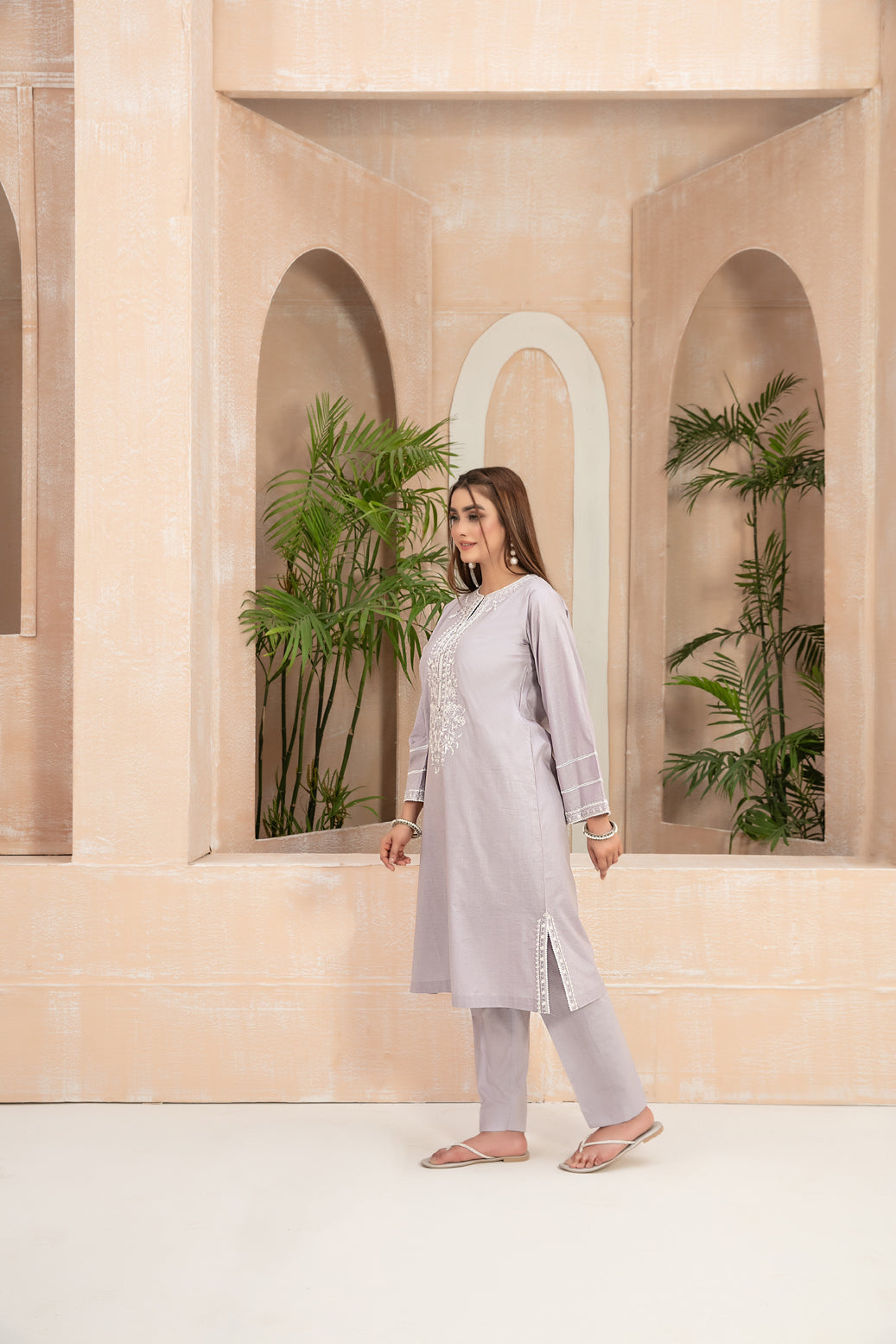 D-9047 2 Pc Embroidered Cotton Outfit - tawakkal