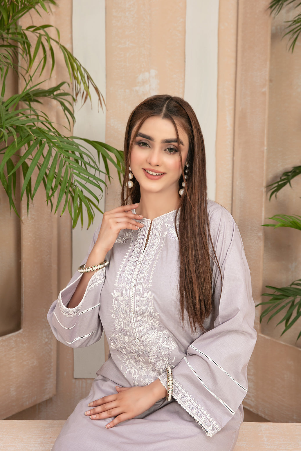 D-9047 2 Pc Embroidered Cotton Outfit - tawakkal