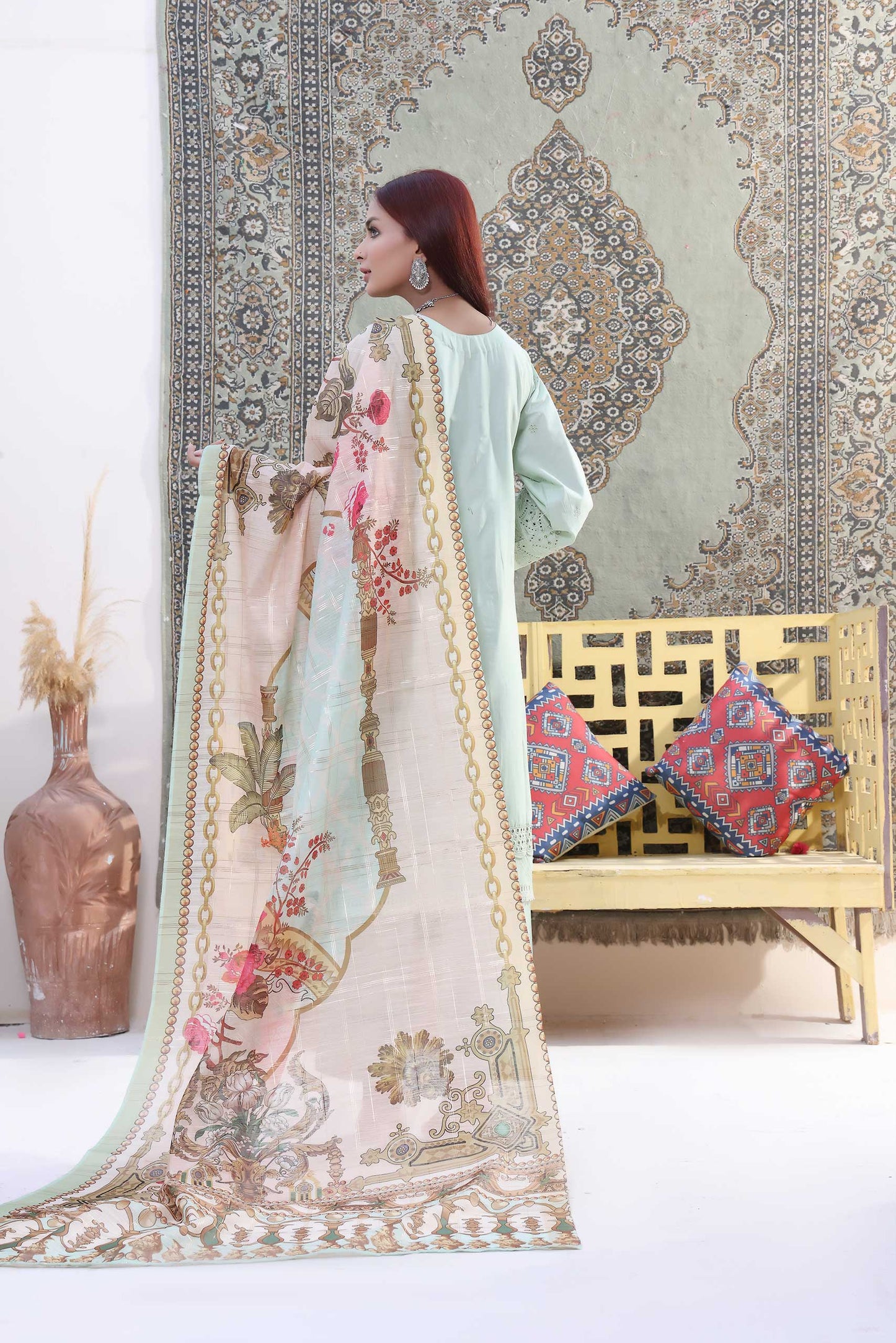 3 Piece Stitched Embroidered Chickenkari Lawn-ZAINAB FAZLANI
