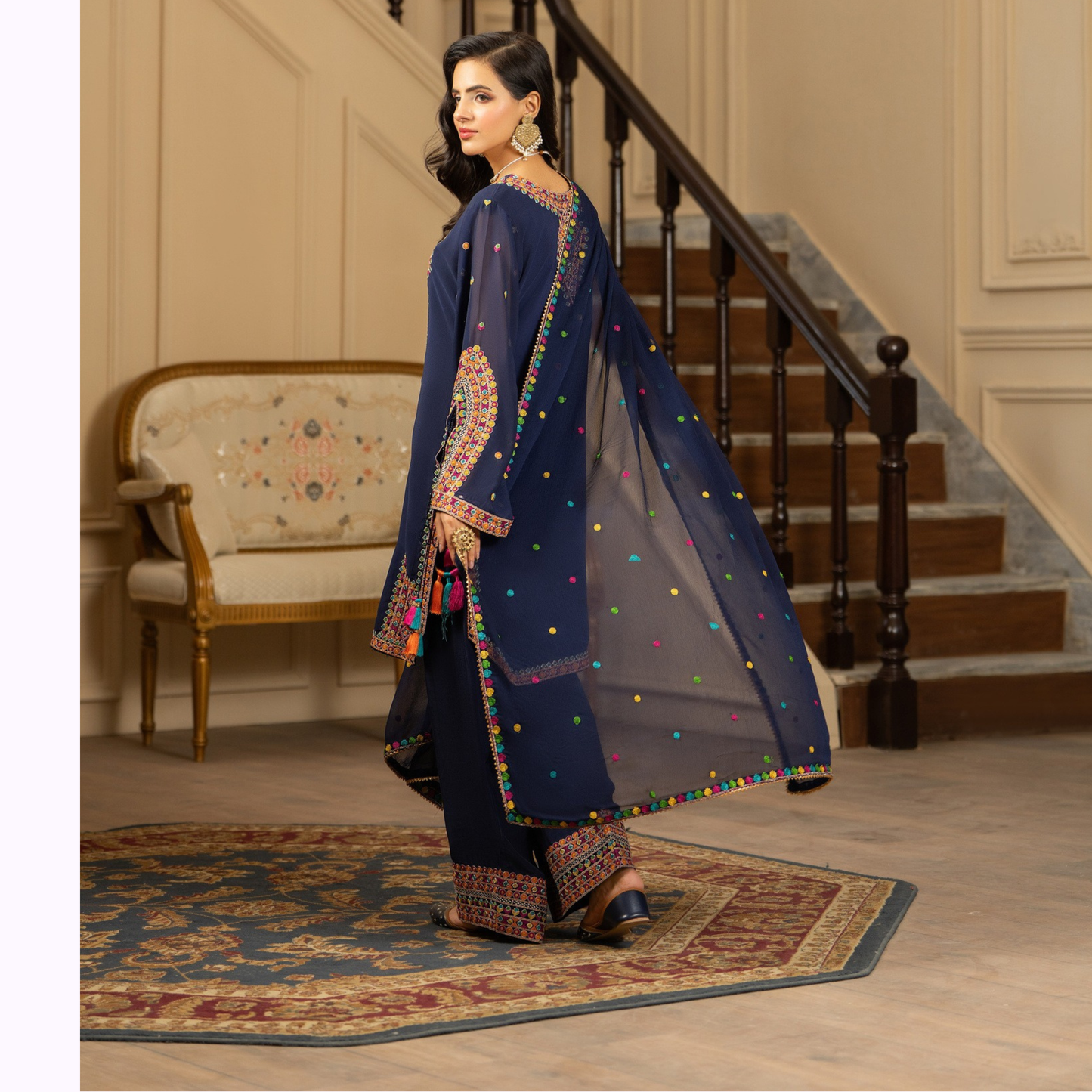 F-465 Luxury Georgette Chiffon Farshi Shalwar Collection by karma Collection