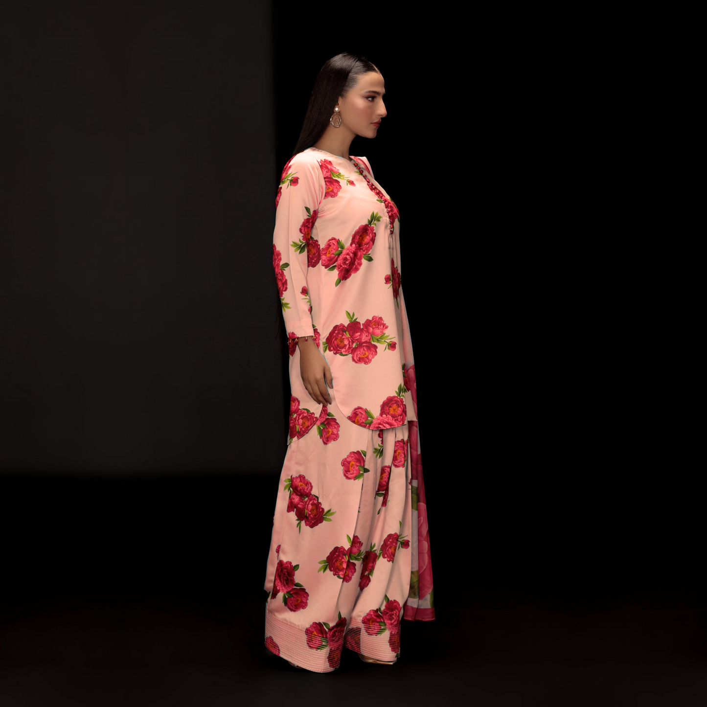 UA-82 Trendy Printed Silk Farshi Shalwar 3 Pc Ready to Wear Collection-Umnaa