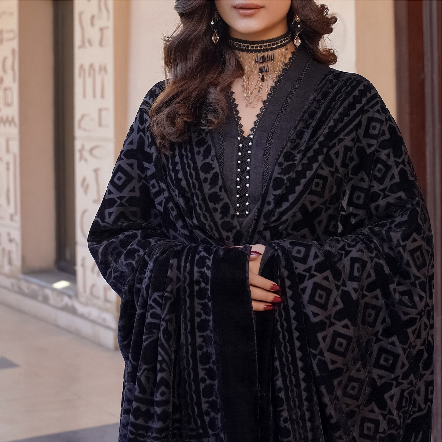 3 Pc Dhanak Dress with Palachi Shawl | Ready-to-wear | Winter Collection |RD