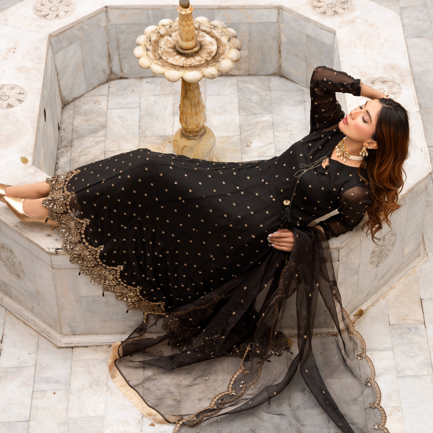 U-72 3 Pc Embroidered Chiffon long frock collection-UMNAA