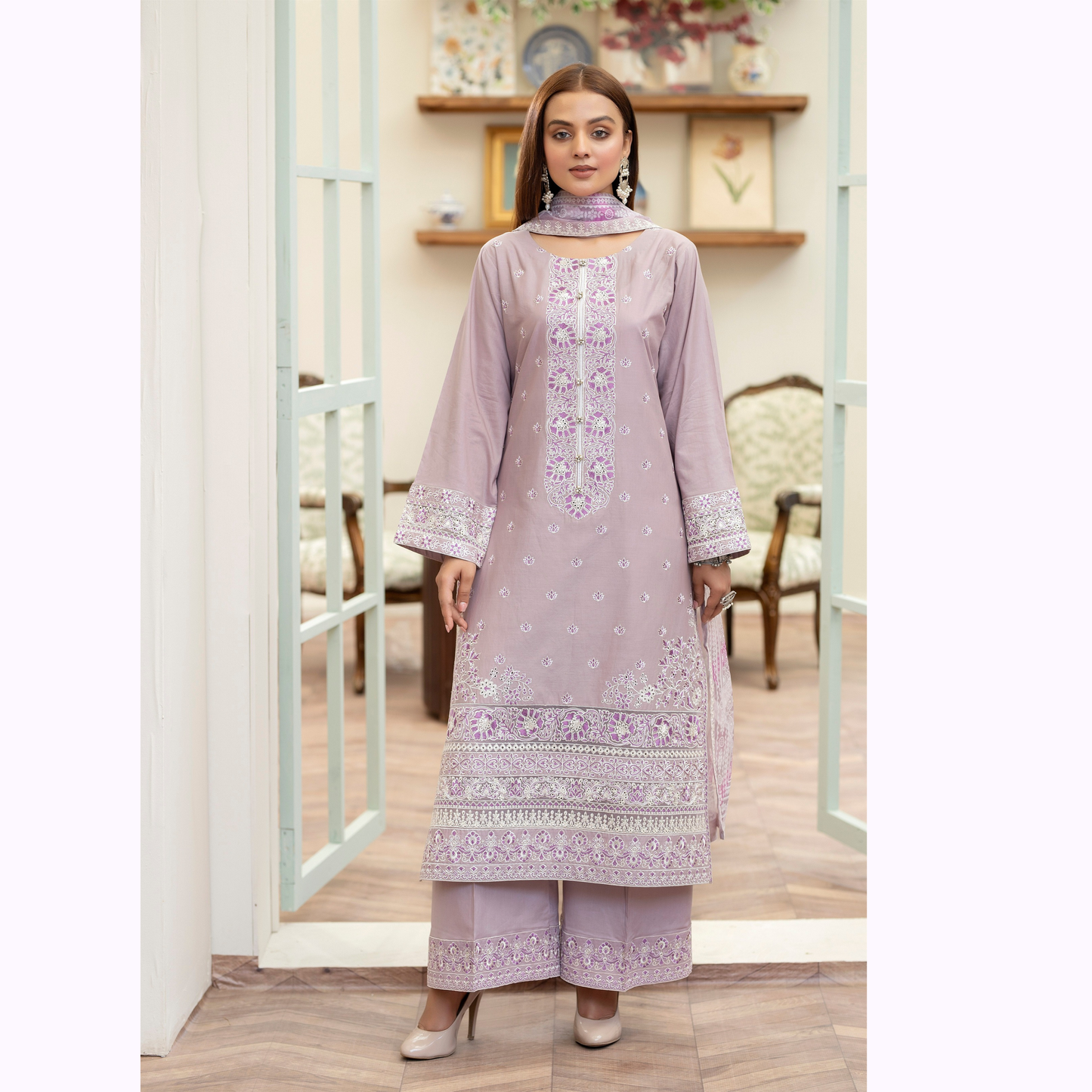 KC-1455 Embroidered Cotton Collection Ready to Wear 3 Pc - Karma Collection