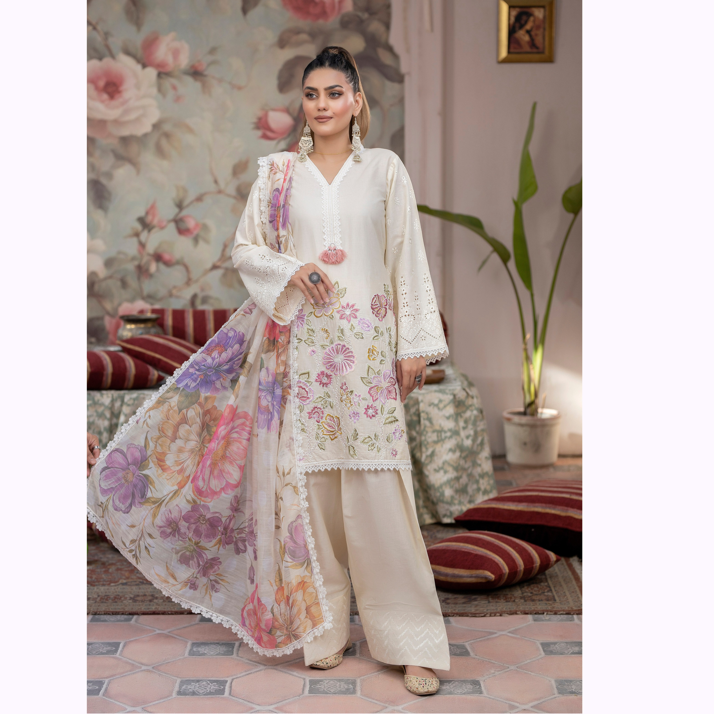 KC-1449 Trendy farshi Shalwar Embroidered Cotton Collection Ready to Wear 3 Pc - Karma Collection