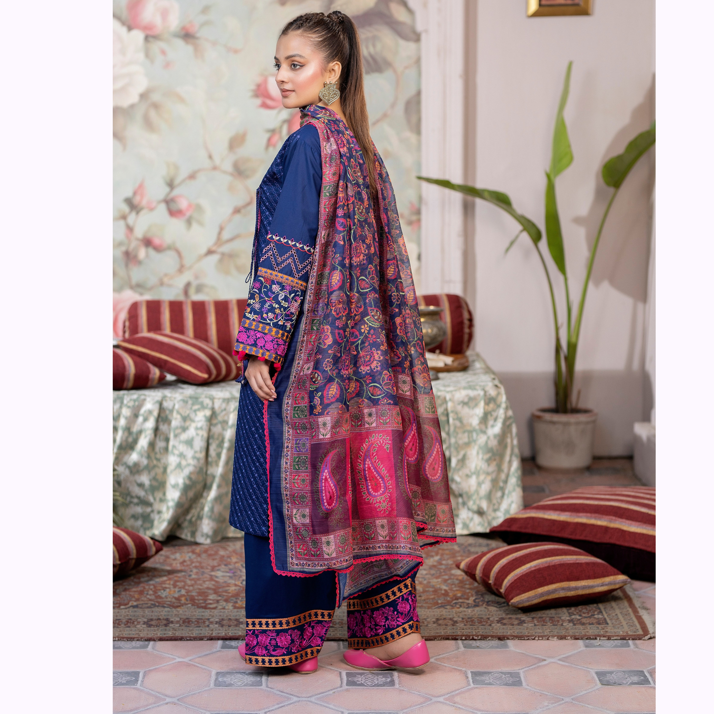KC-1450 Trendy farshi Shalwar Embroidered Cotton Collection Ready to Wear 3 Pc - Karma Collection