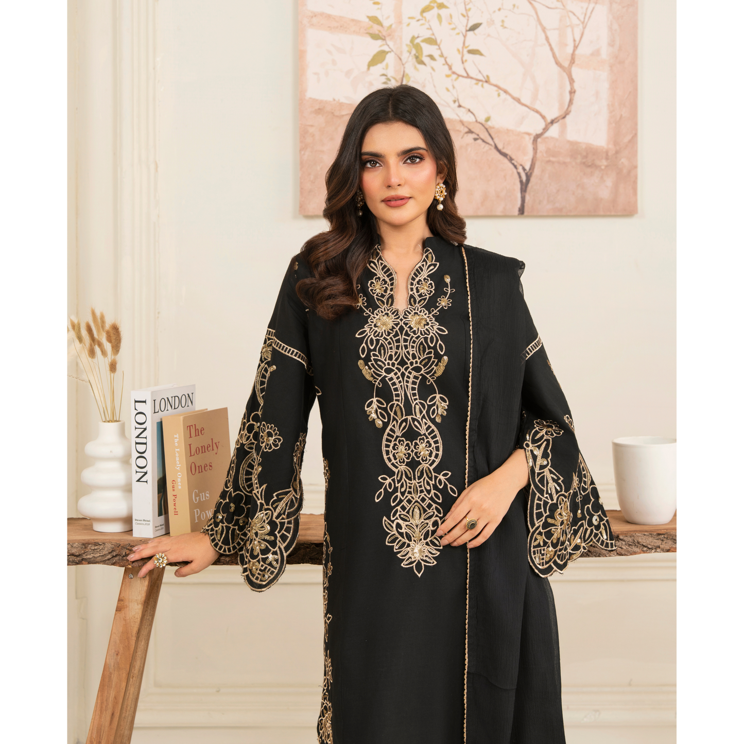 UA-95 3 Pc Embroidered Summer Lawn | Ready to Wear | Umnaa