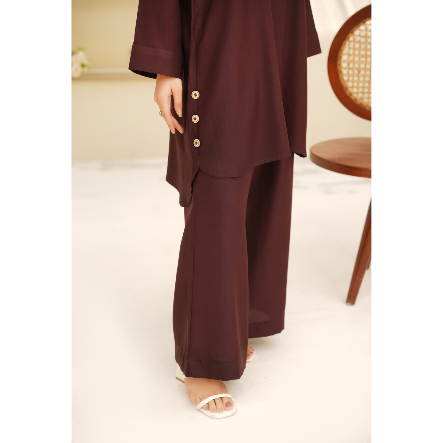UA-129 Stylish Modest Dhanak Solid Co Ord Set by Umnaa