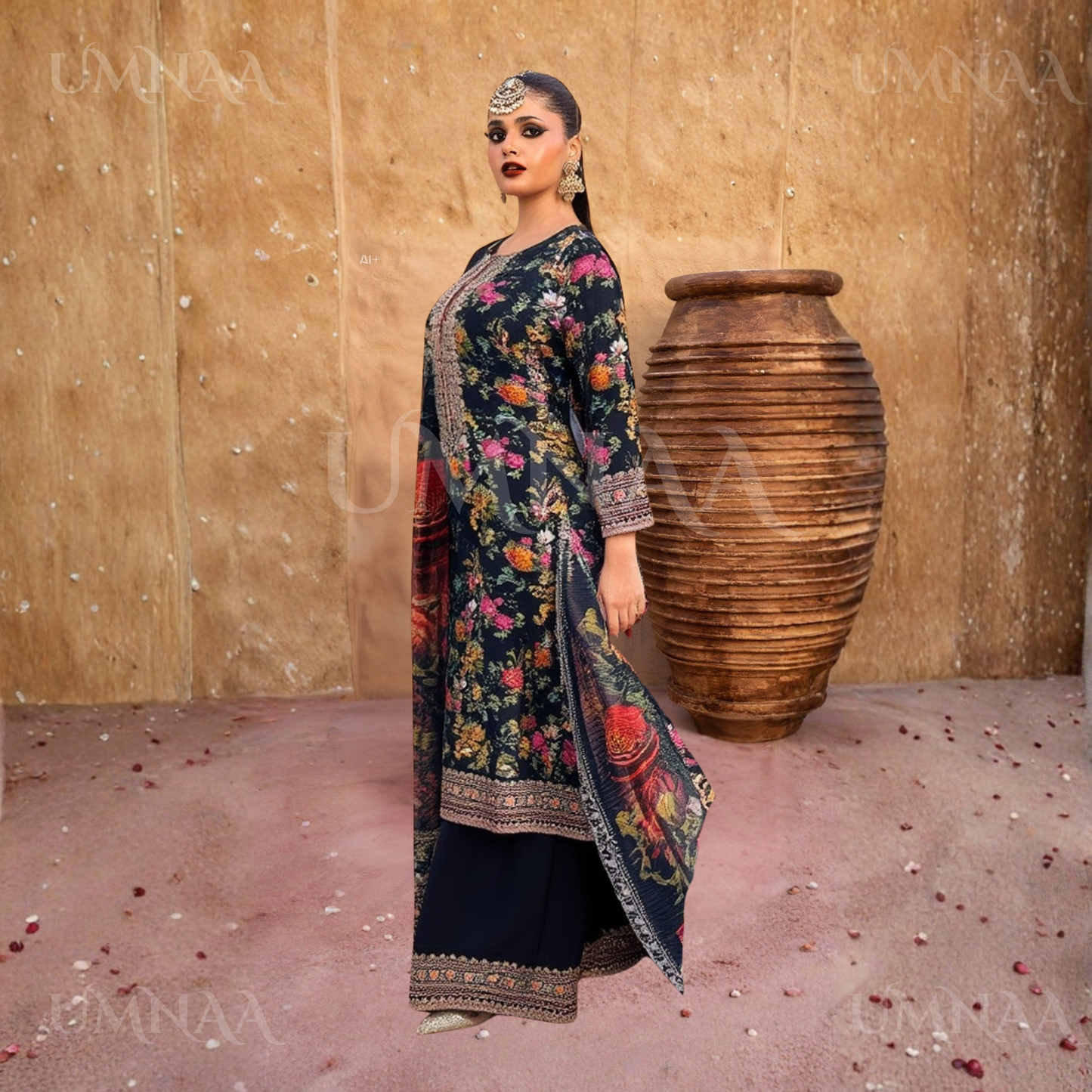 UA-132 Embroidered Viscose Linen 3 Pc | Ready to Wear | Asian Clothes