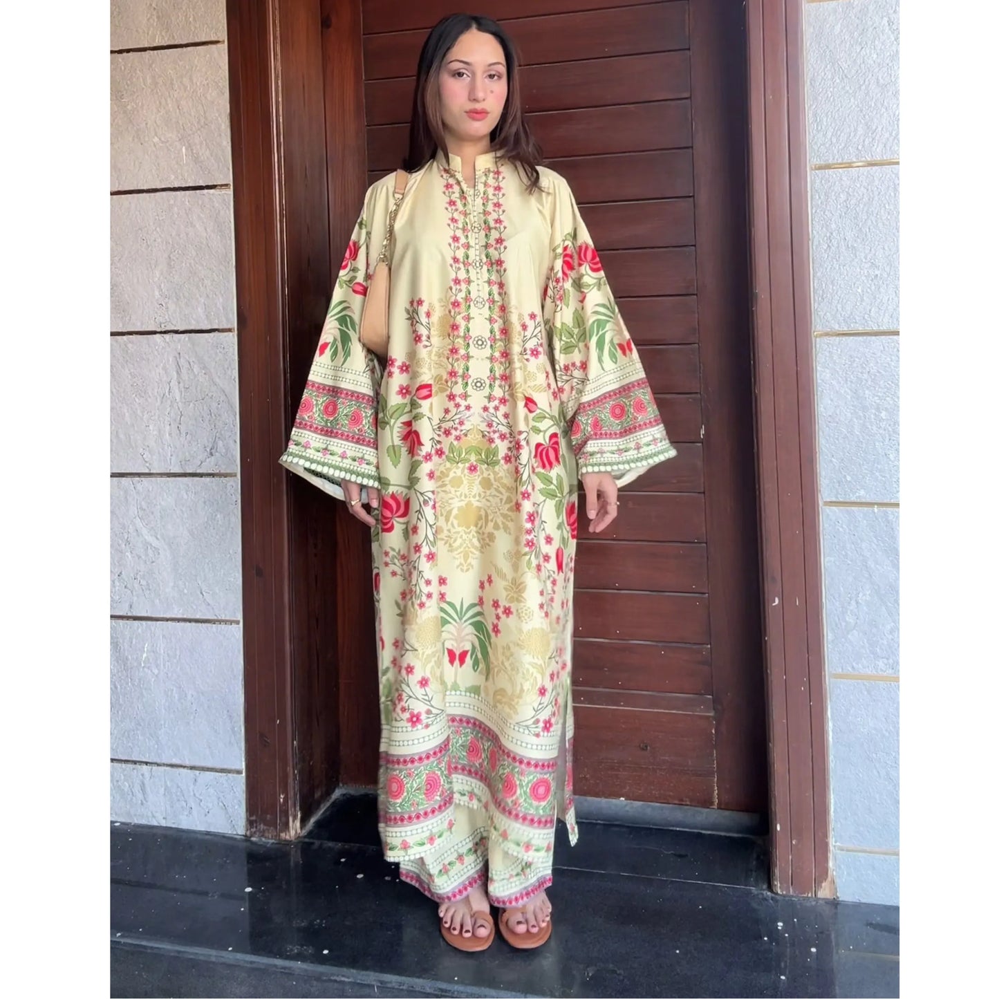 UA-183 Premium Silk Grip 2-Piece Pret – Kaftan Style Printed Co-Ords Set