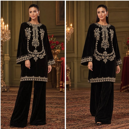 RA-42 Mehr-e-Noor Luxury Velvet Co-Ords | Raniya.h