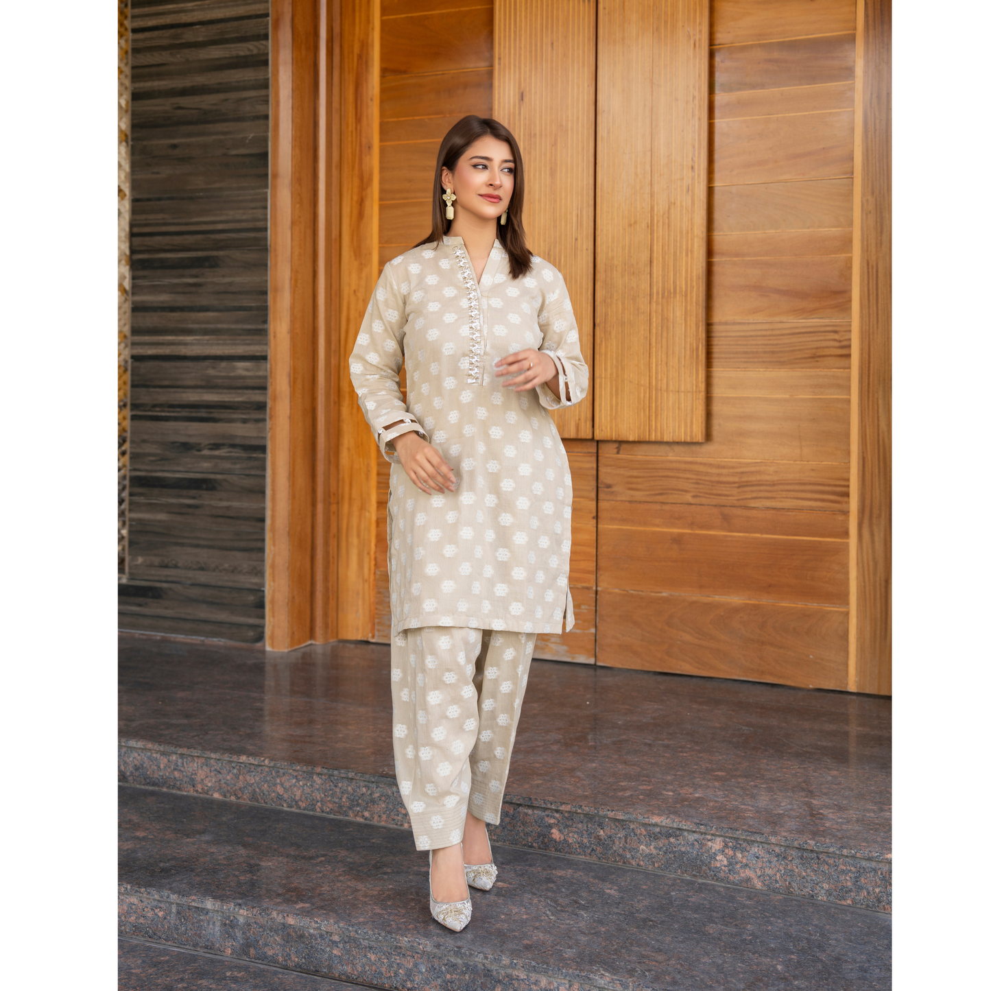UA-86 2 Pc Jacquard Lawn Co-Ords Set | Ready to Wear | Umnaa