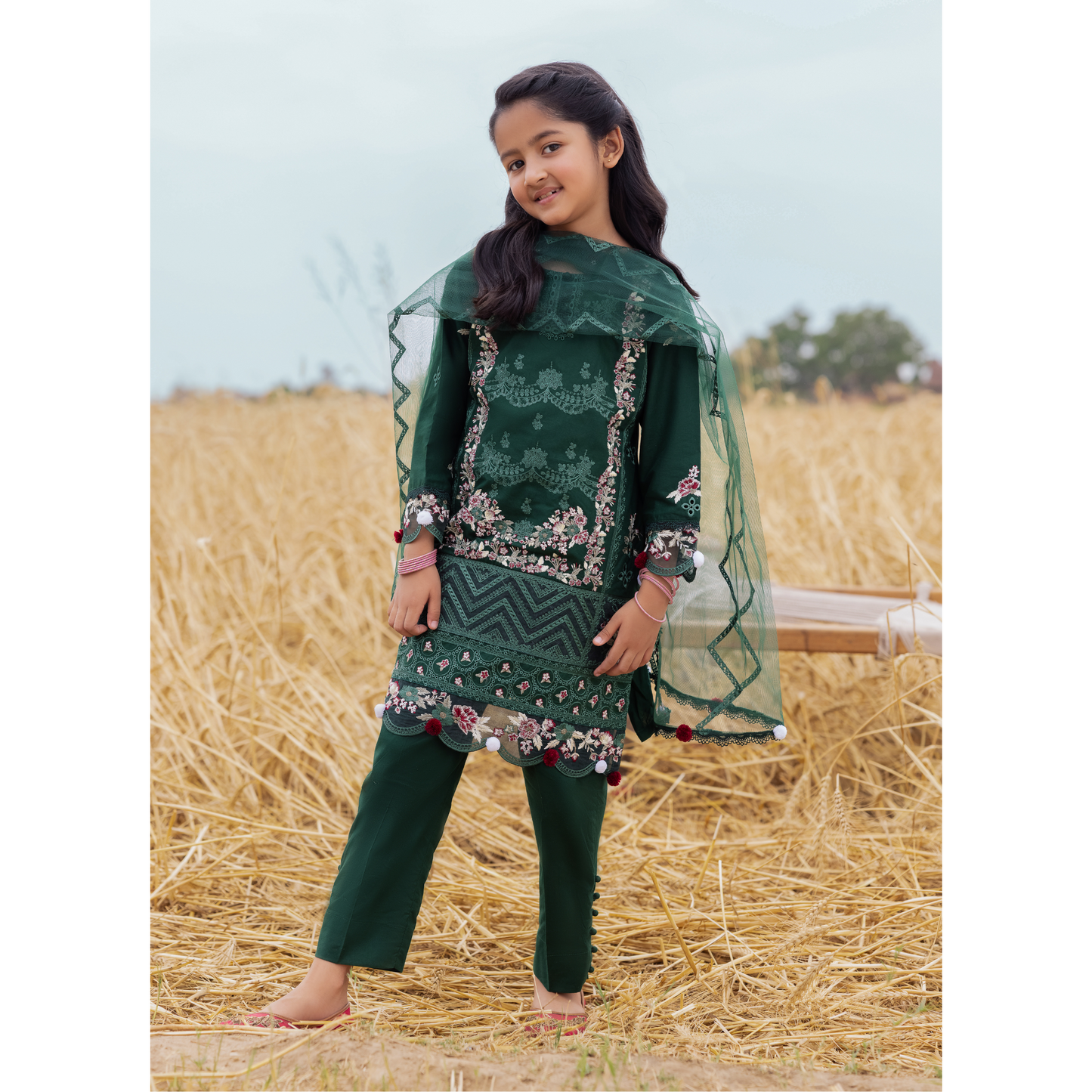 UAL-105 Luxury Festive Lawn Embroidered Mother–Daughter Matching Outfit Set by ALLY'S