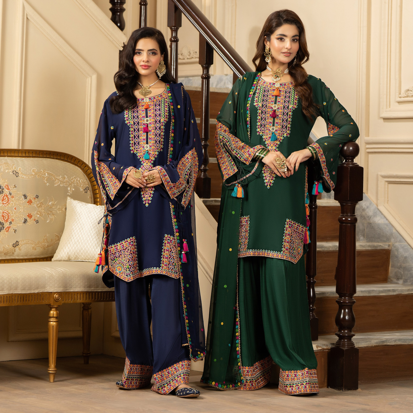 F-465 Luxury Georgette Chiffon Farshi Shalwar Collection by karma Collection