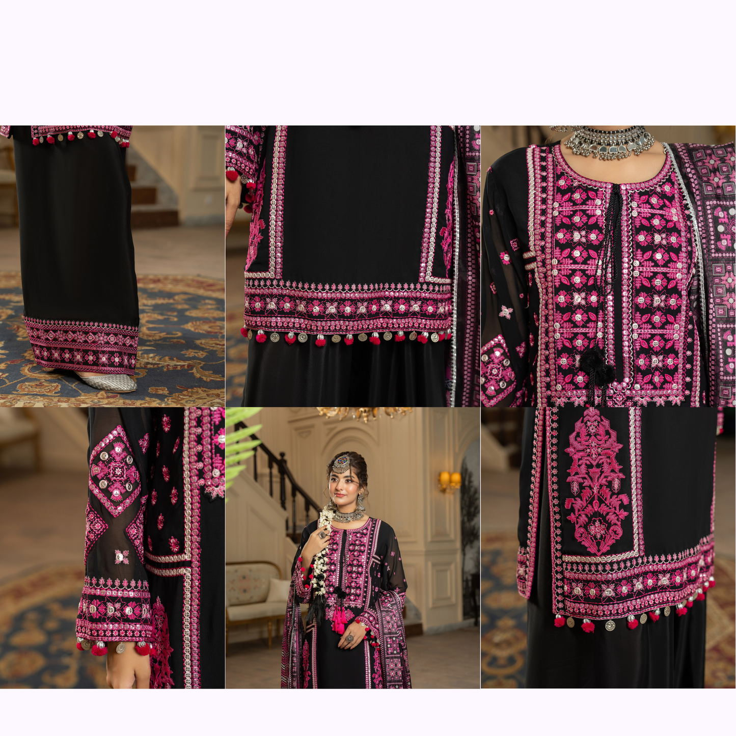 F-470 Embroidered Georgette Farshi Shalwar Collection by karma Collection