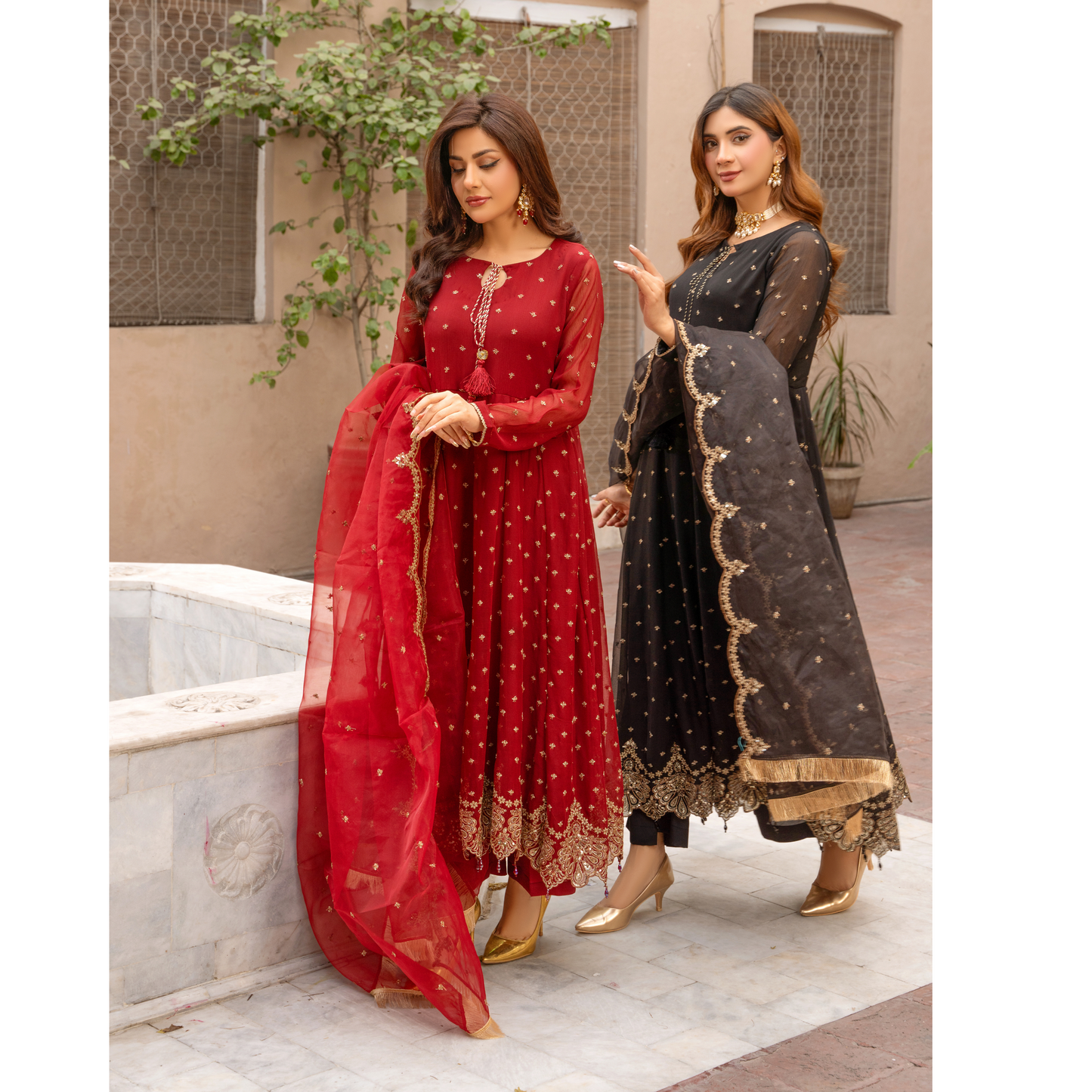 U-72 3 Pc Embroidered Chiffon long frock collection-UMNAA