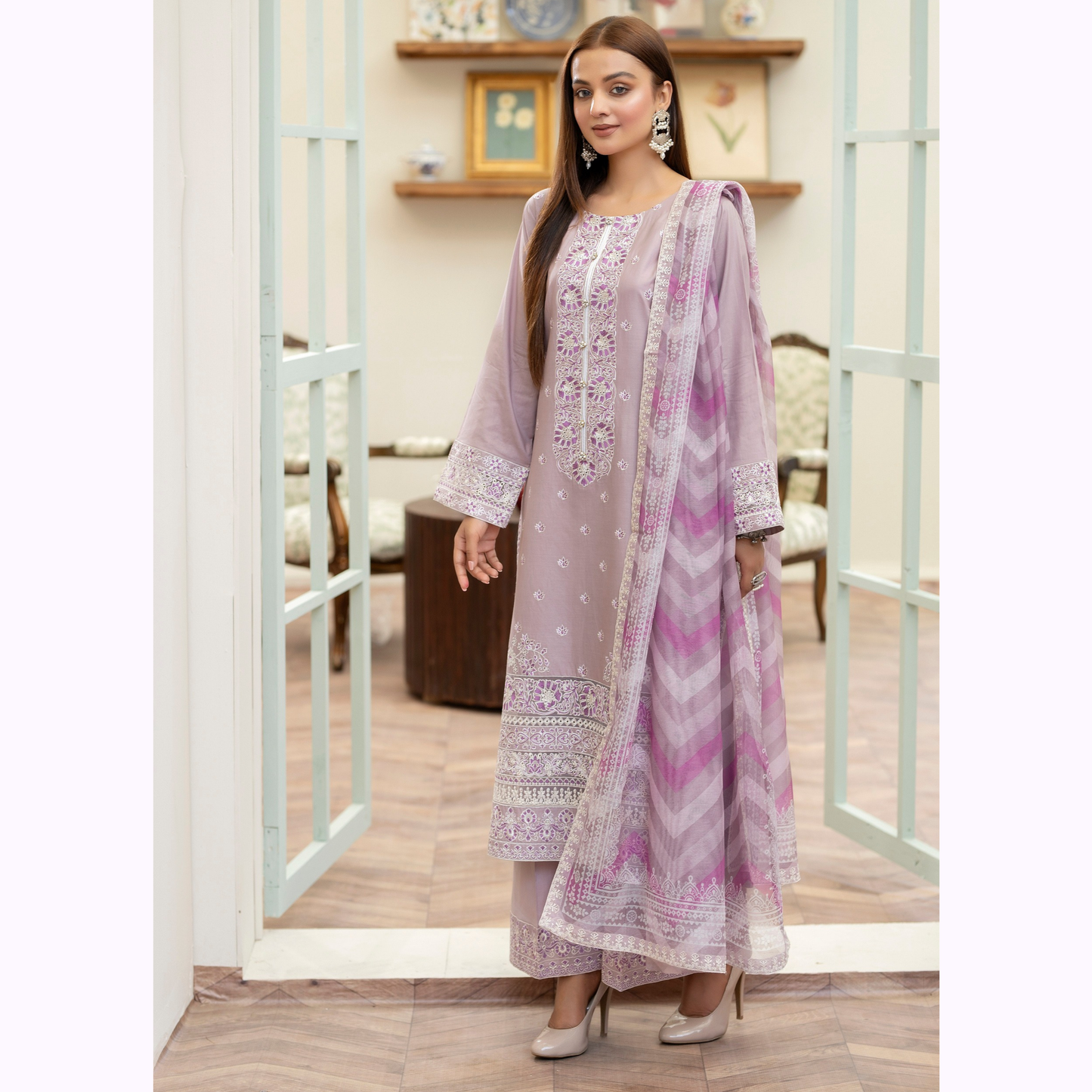 KC-1455 Embroidered Cotton Collection Ready to Wear 3 Pc - Karma Collection
