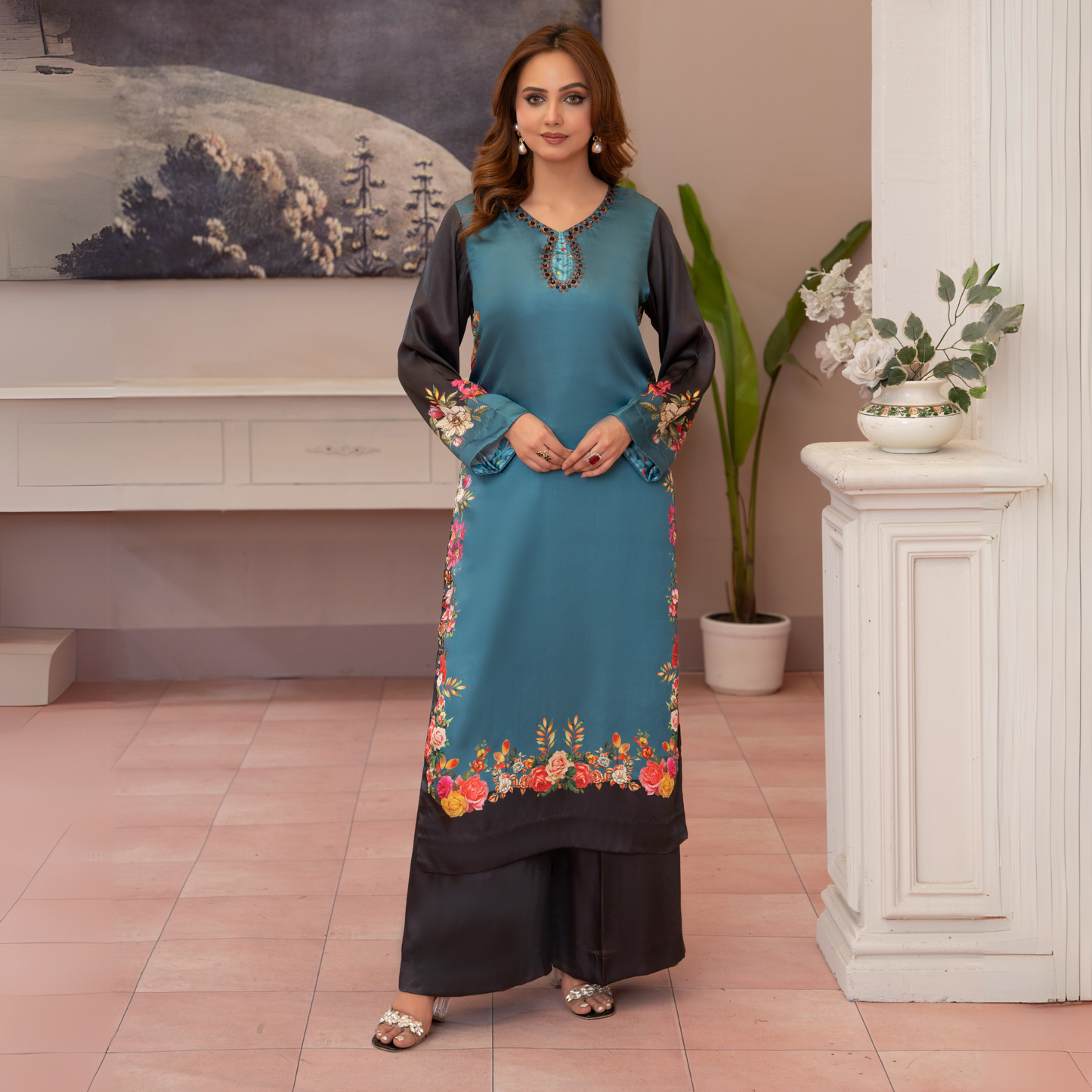 RA-16 2 Printed Silk Pakistani Co-Ords Set | Ready to Wear | Raniya.h