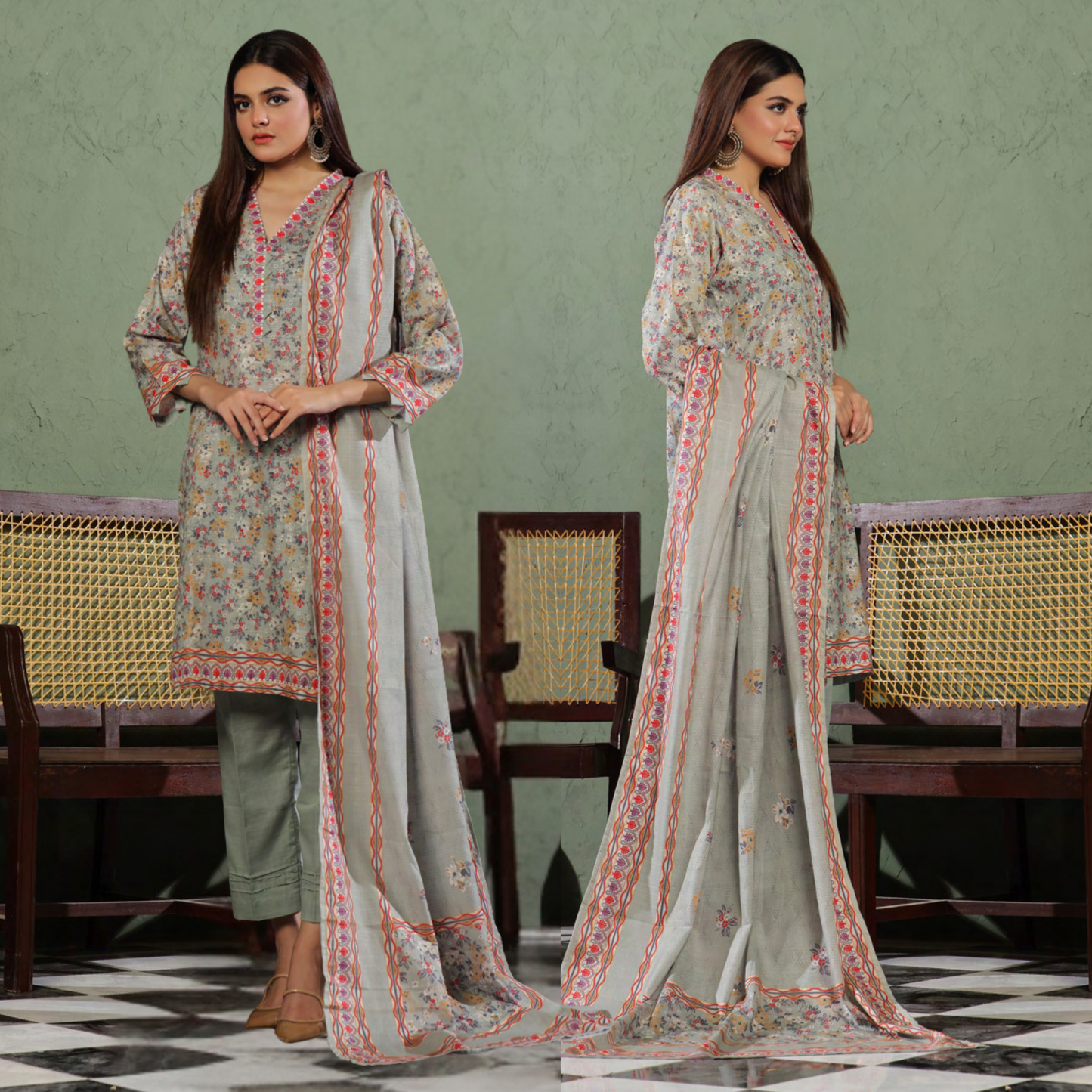 USN-15 Printed Khaddar 3 Pc Collection Set by Saphron