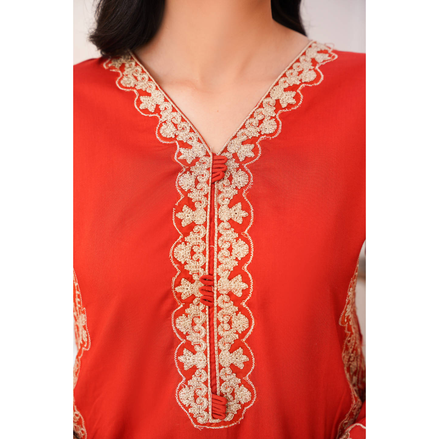 U-71 Embroidered Linen with Pockets 2 Pc Co Ord Set Dress | Ready to wear | UMNAA