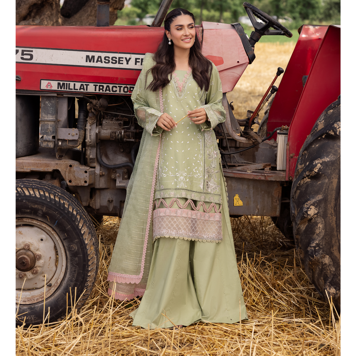 UAL-105 Luxury Festive Lawn Embroidered Mother–Daughter Matching Outfit Set by ALLY'S