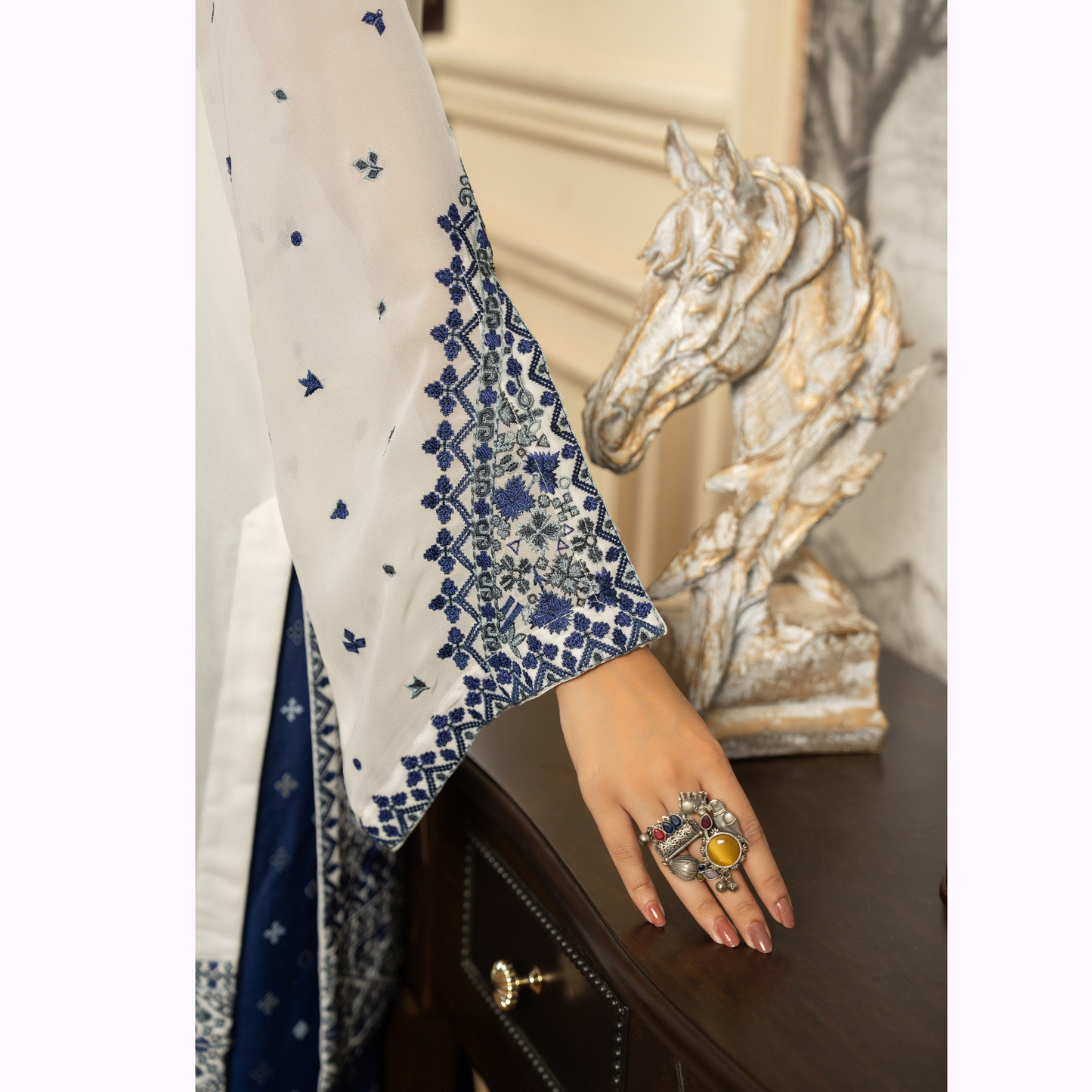 F-463 Embroidered Georgette Farshi Shalwar Collection by karma Collection