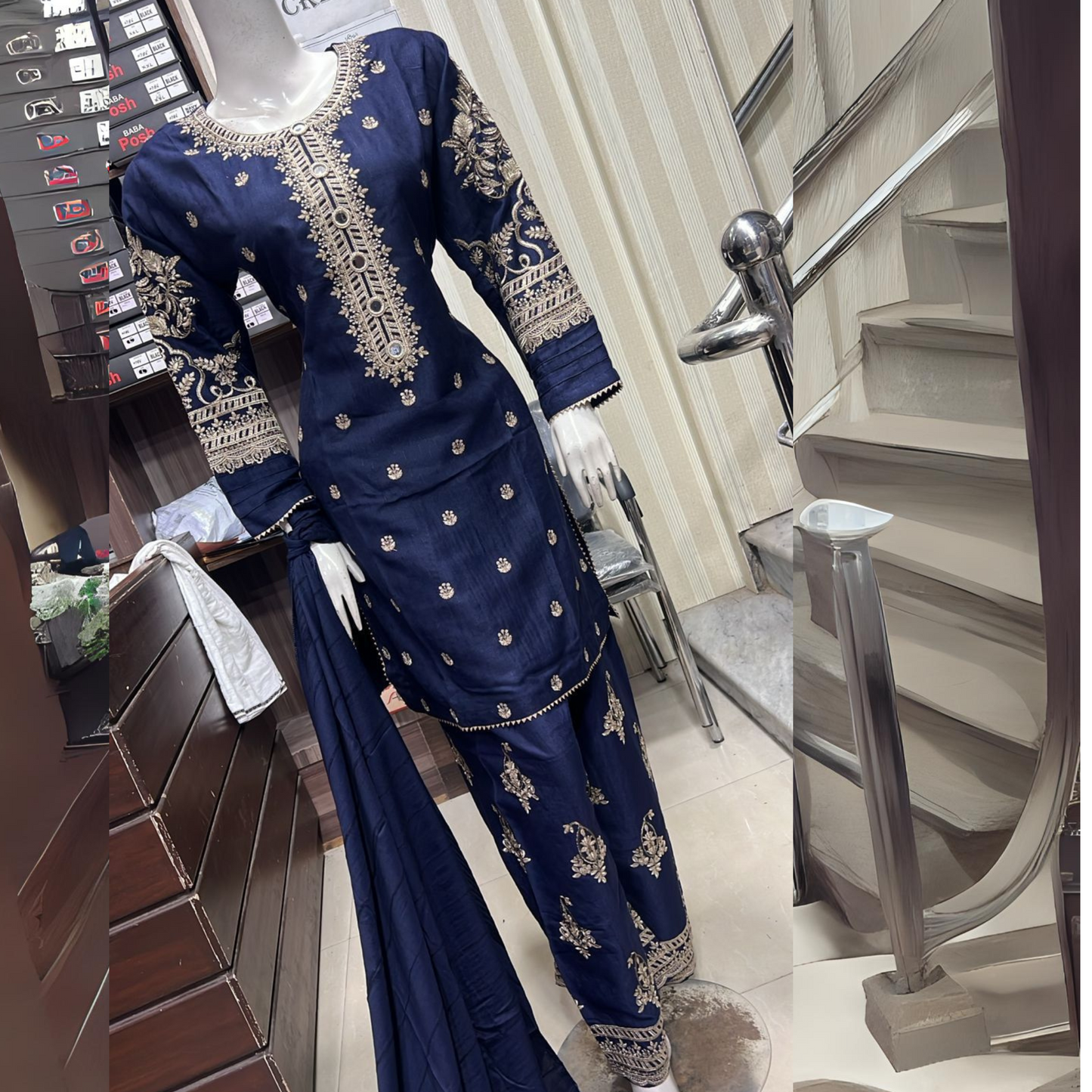 Embroidered Dhanak Dress with Pashmina Shawl | Ready to Wear Winter Collection UMNAA