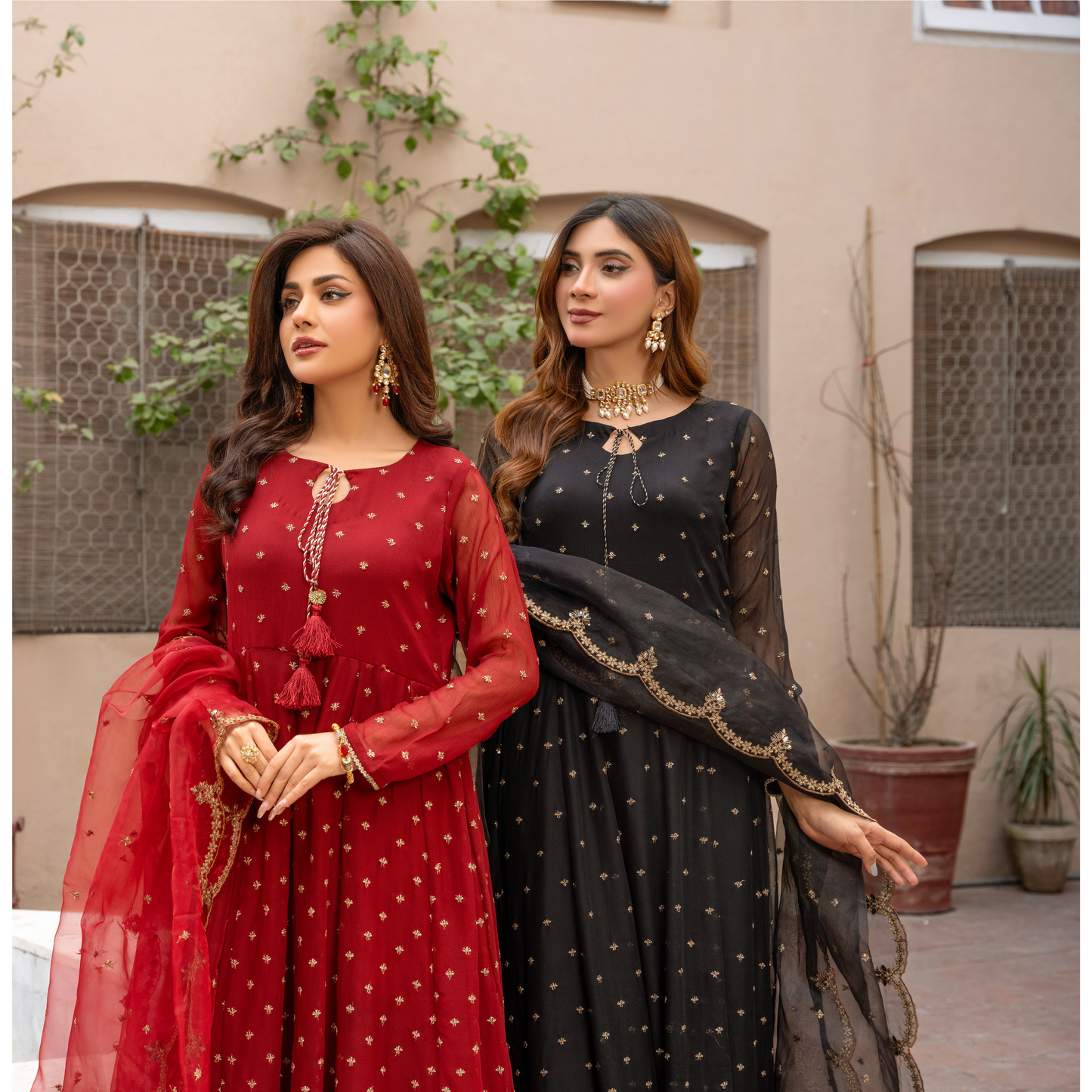 U-72 3 Pc Embroidered Chiffon long frock collection-UMNAA