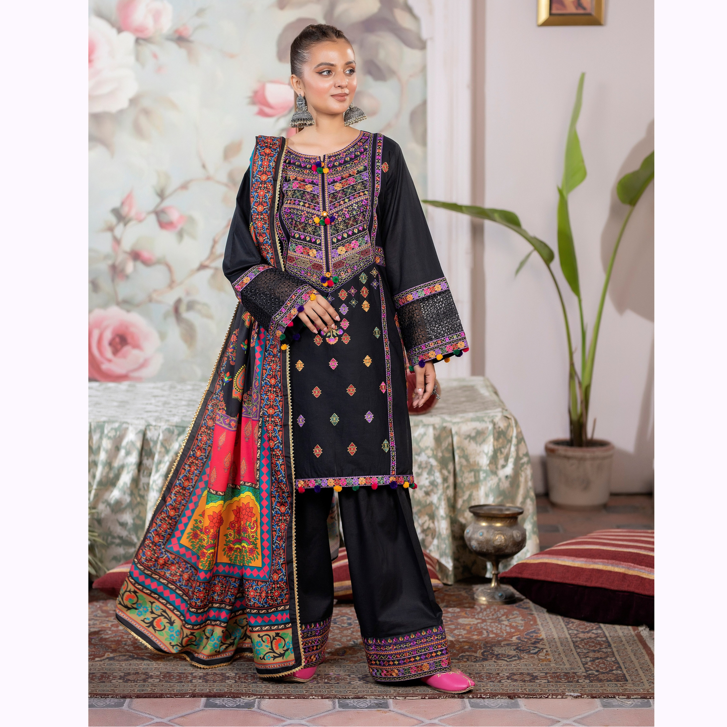 KC-1454 Trendy farshi Shalwar Embroidered Cotton Collection Ready to Wear 3 Pc - Karma Collection