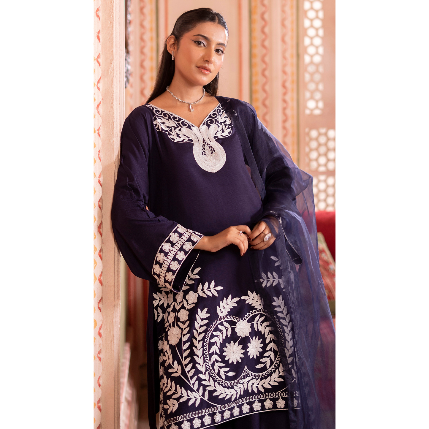 RA-19 Luxury Raw Silk Embroidered Farshi Shalwar Collection |Ready to Wear | Raniya.h