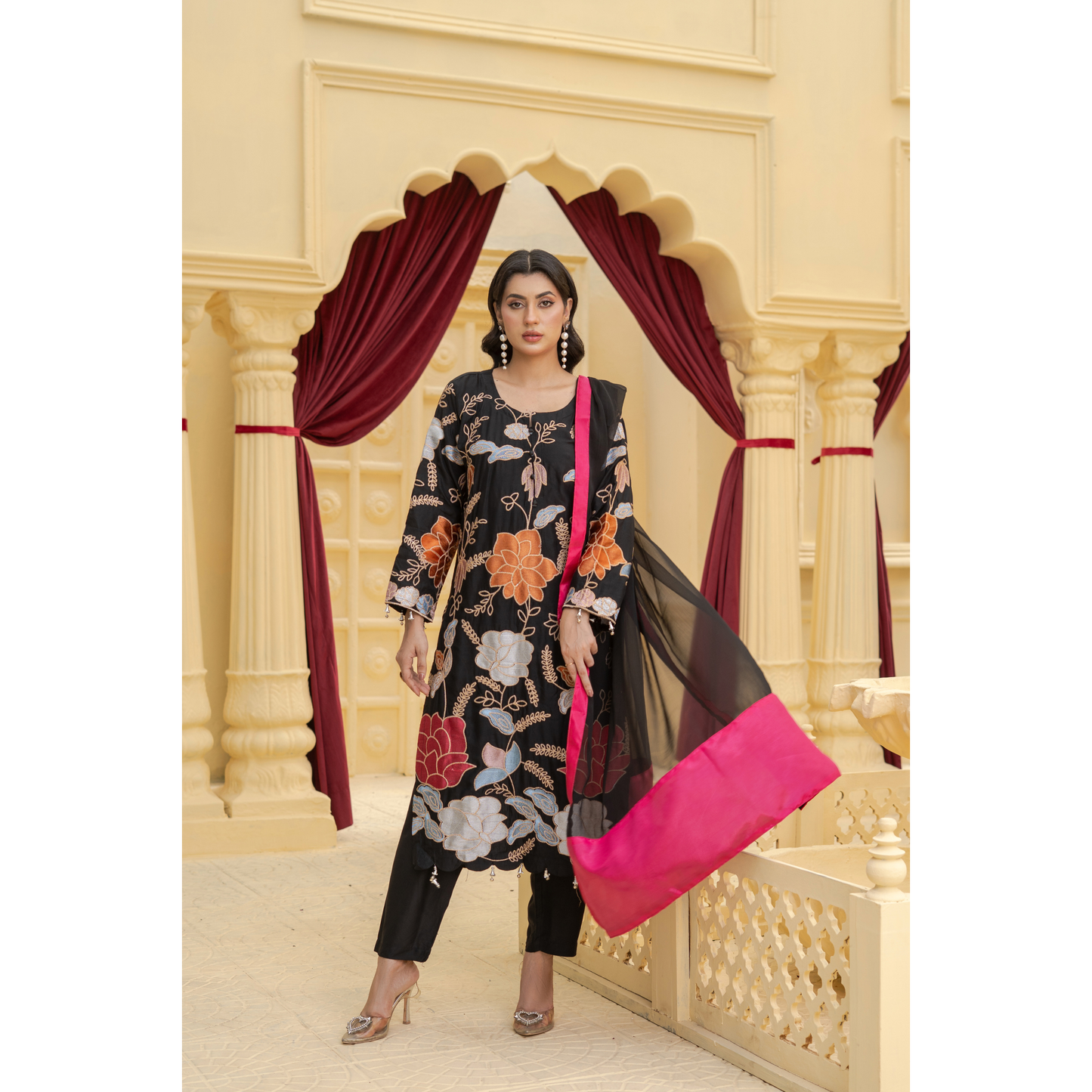 UA-128 3 Pc Embroidered Linen Collection Pakistani Dress Asian Clothes