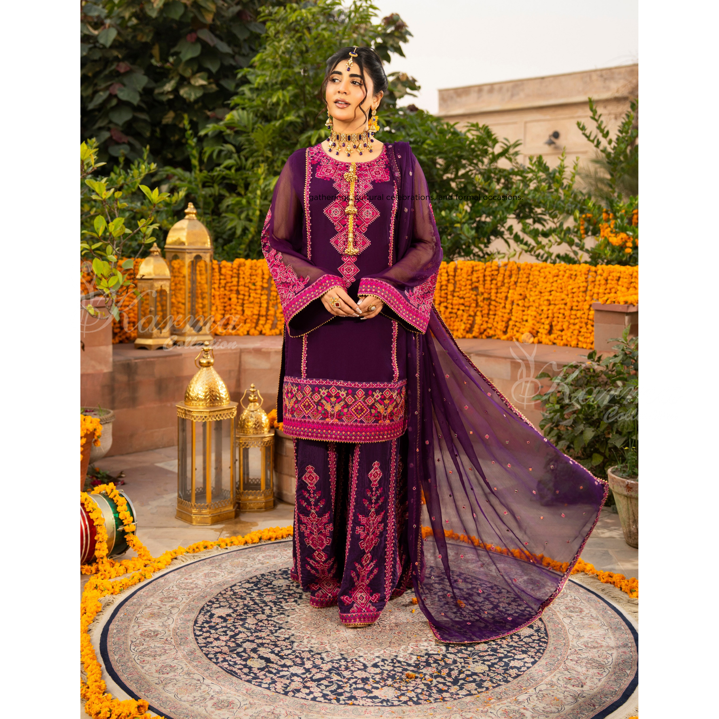 F-494 "Hayat" Embroidered Georgette Chiffon 3 Pc by Karma Collection