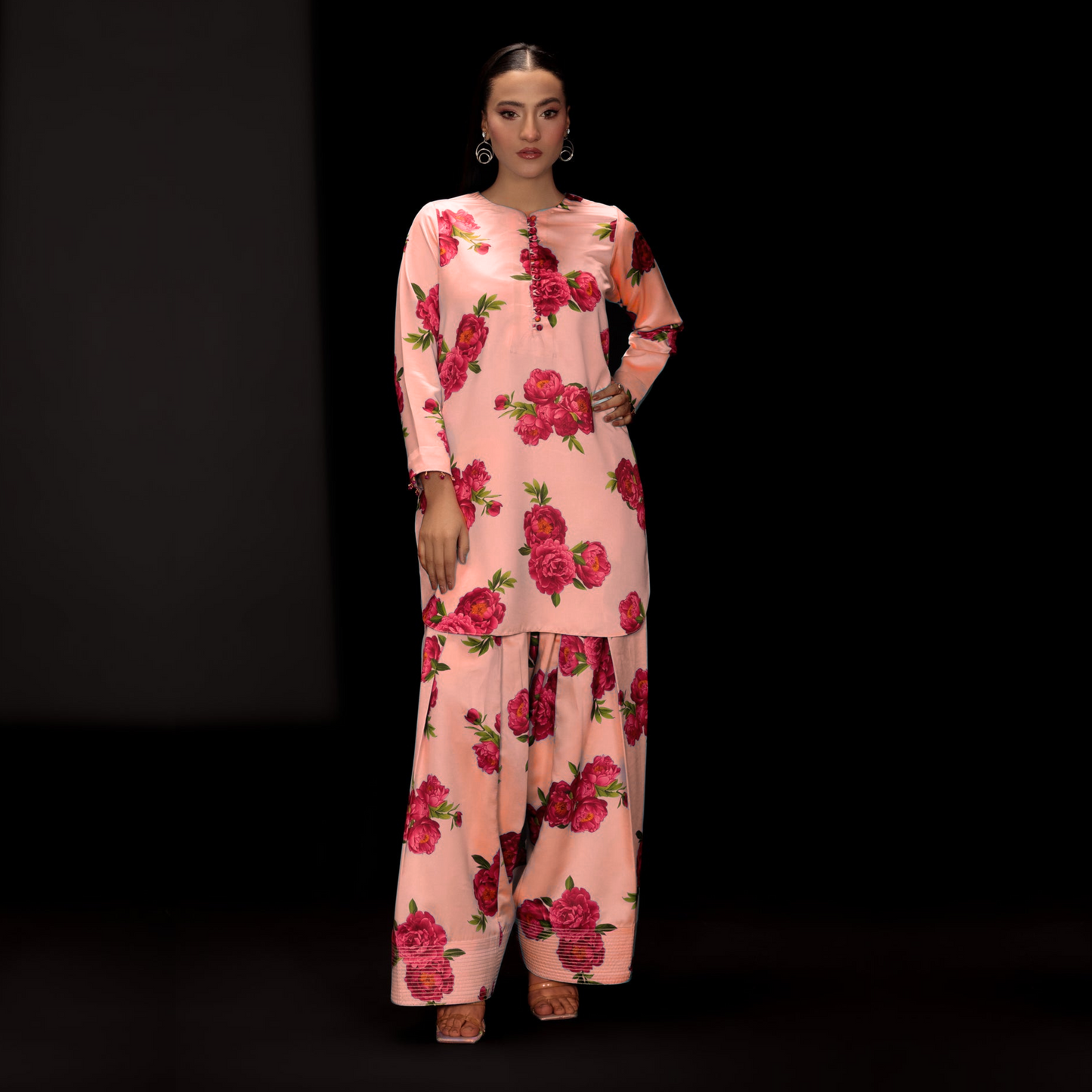 UA-82 Trendy Printed Silk Farshi Shalwar 3 Pc Ready to Wear Collection-Umnaa