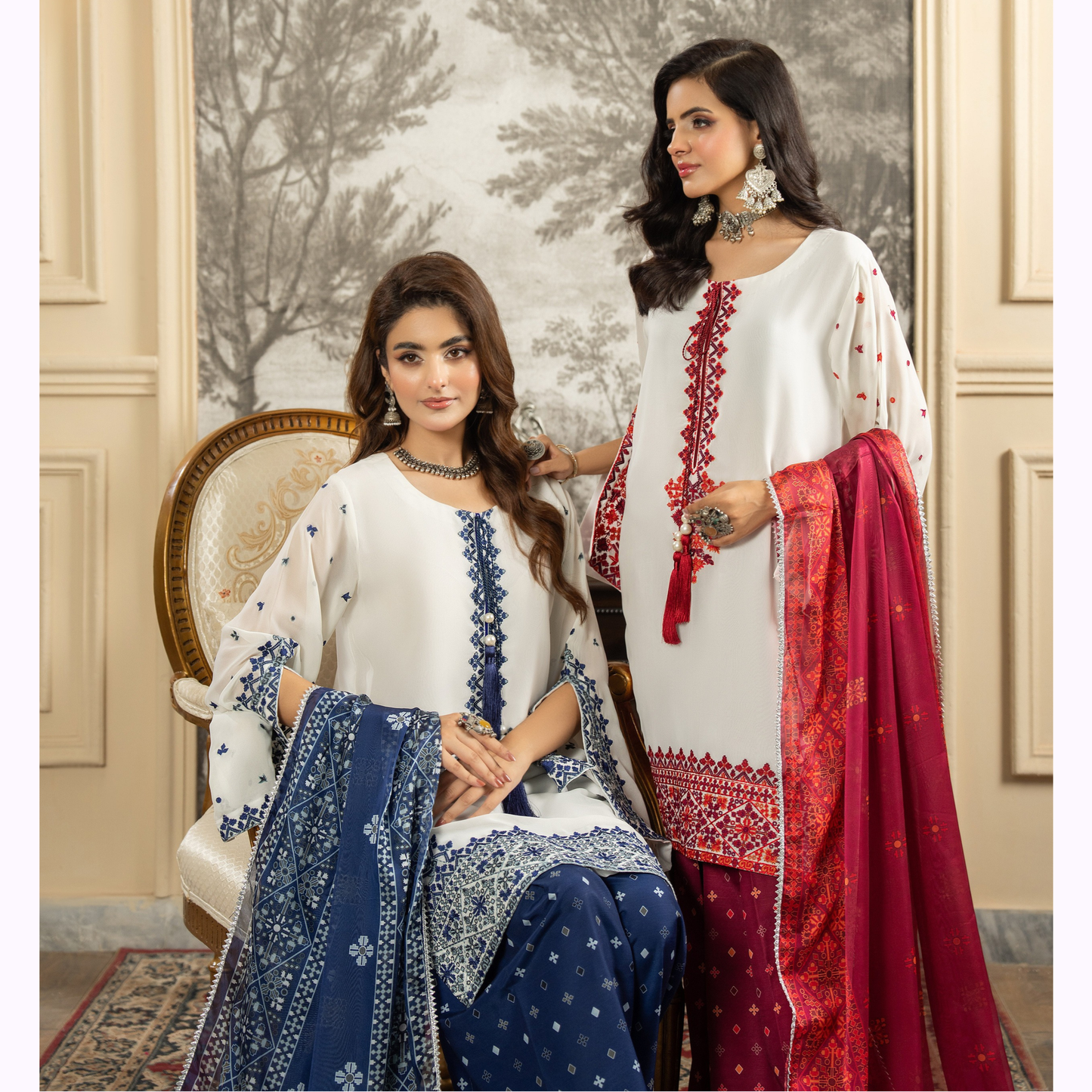 F-463 Embroidered Georgette Farshi Shalwar Collection by karma Collection