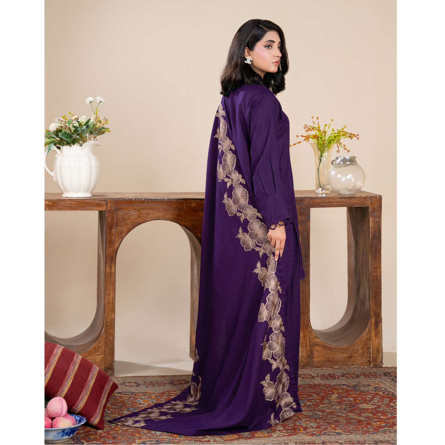 RA-21 3 Pc Dhanak Dress with Embroidered Dhanak Shawl |Ready to Wear | Winter Collection | Raniya.h