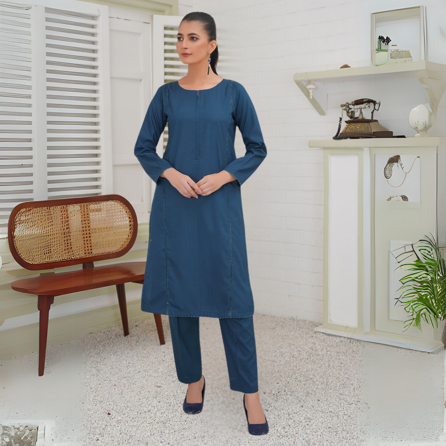 UA-31 2 Plain Boski Linen Pakistani Co-Ords Set | Ready to Wear | UMNAA