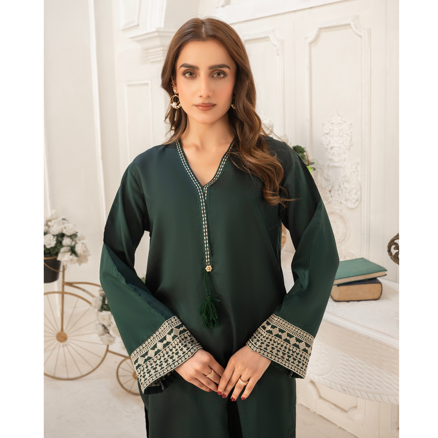 UA-50 Embroidered Viscose Linen 2 Pc Pakistani Co Ord Set Dress | Ready to wear | UMNAA