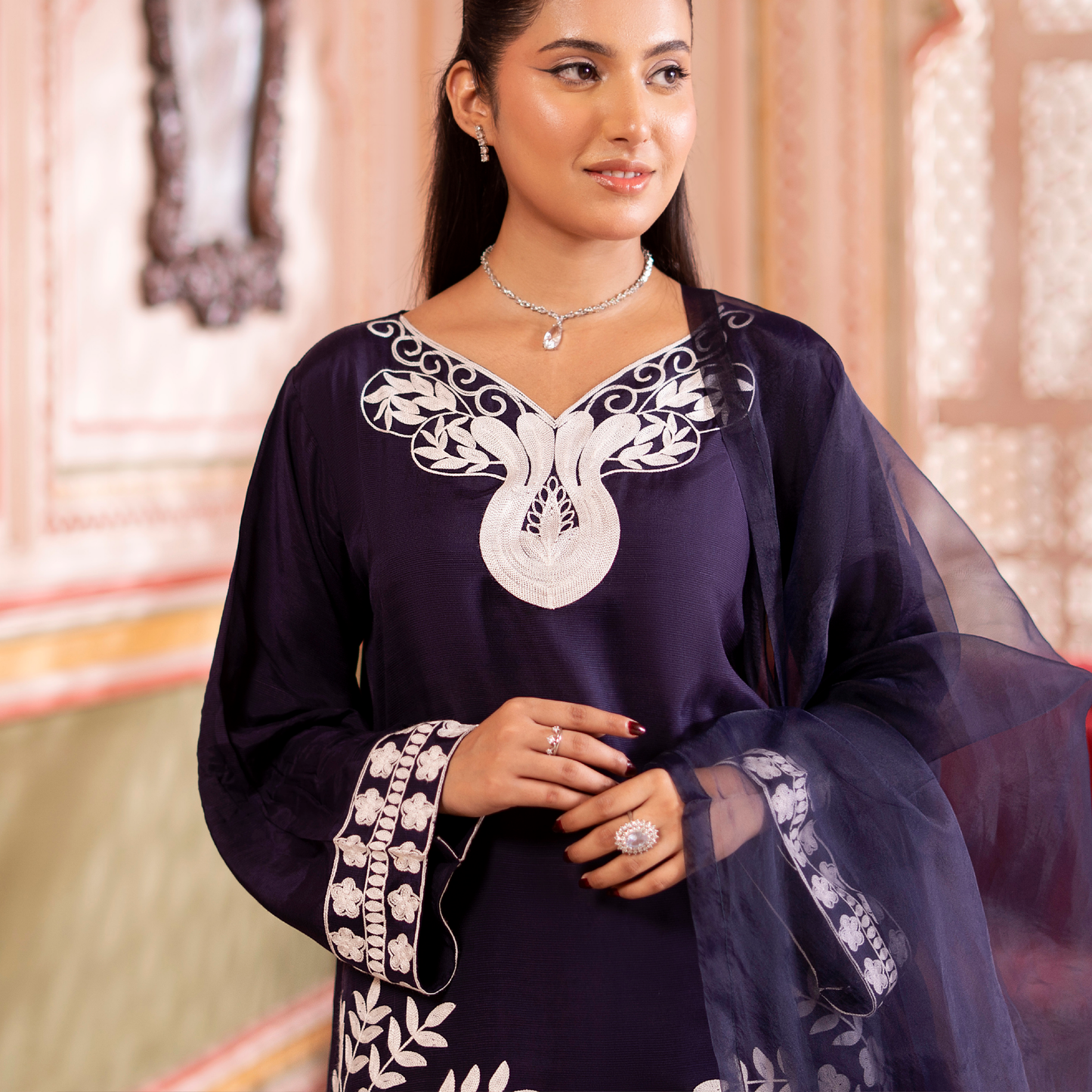 RA-19 Luxury Raw Silk Embroidered Farshi Shalwar Collection |Ready to Wear | Raniya.h