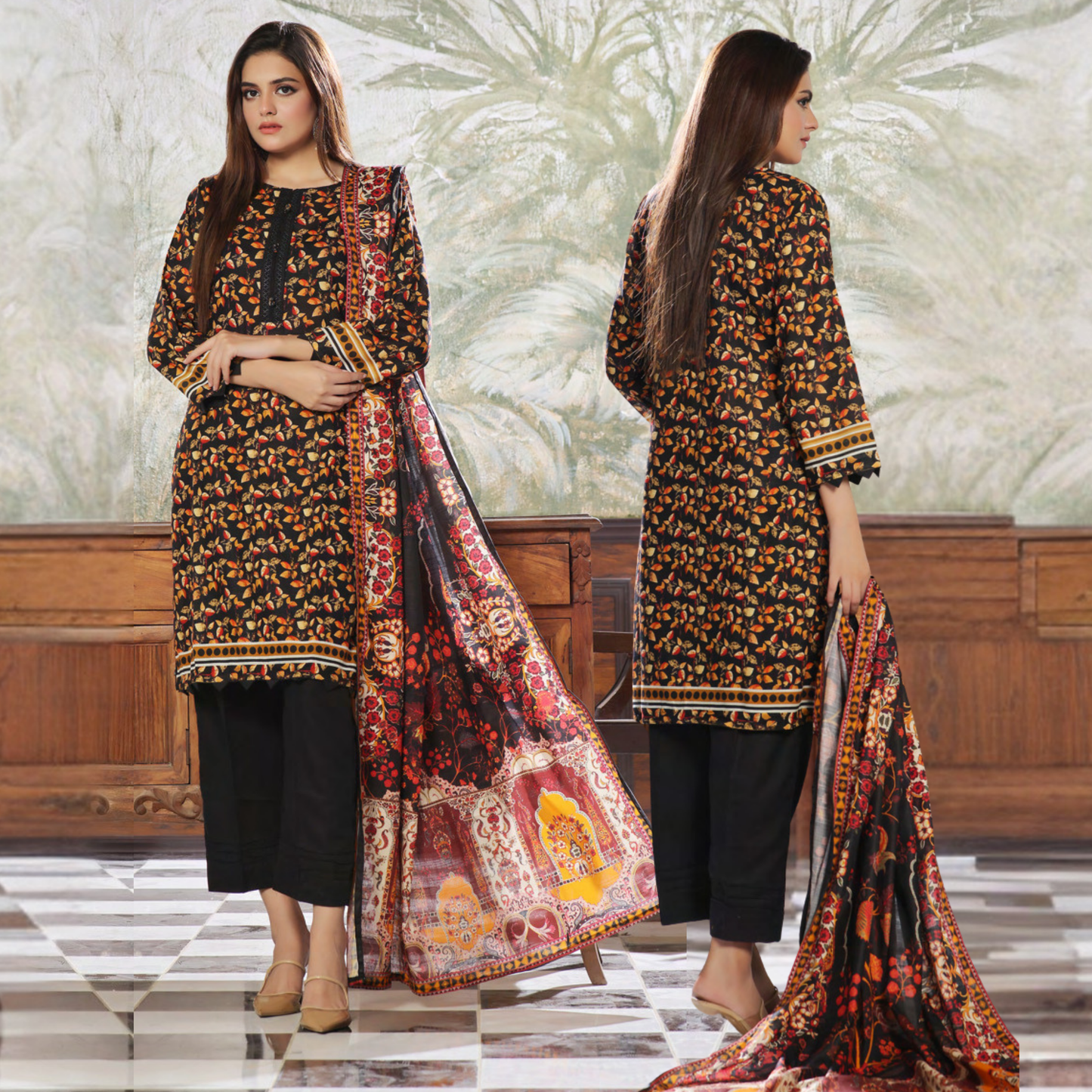 USN-15 Printed Khaddar 3 Pc Collection Set by Saphron