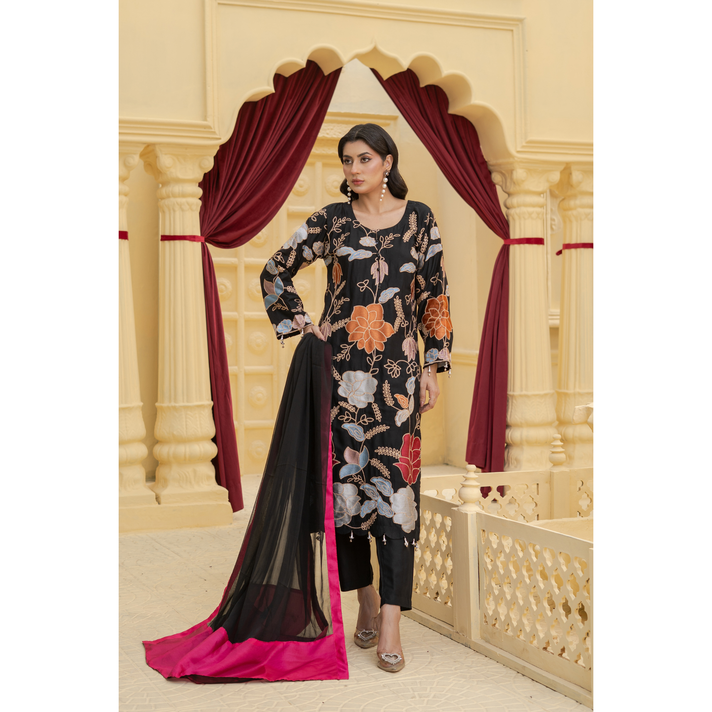 UA-128 3 Pc Embroidered Linen Collection Pakistani Dress Asian Clothes