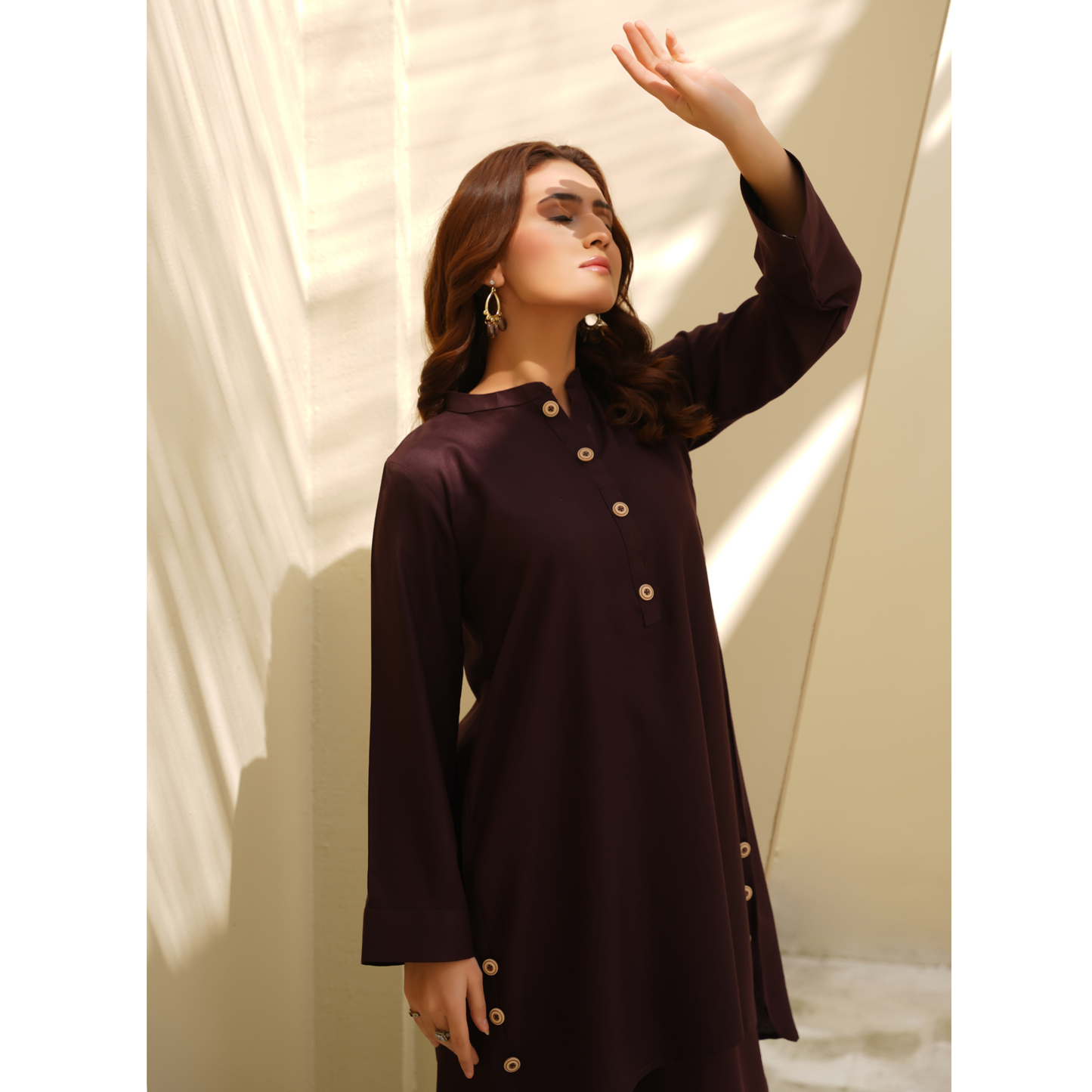 UA-129 Stylish Modest Dhanak Solid Co Ord Set by Umnaa