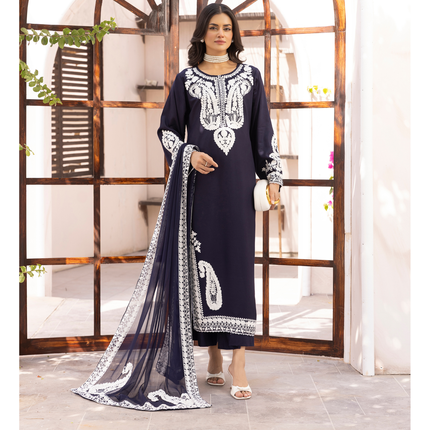 UMS-40 Almila by Simrans Dhanak Embroidered 3 Pc Collection Asian Clothes | Modest Wear