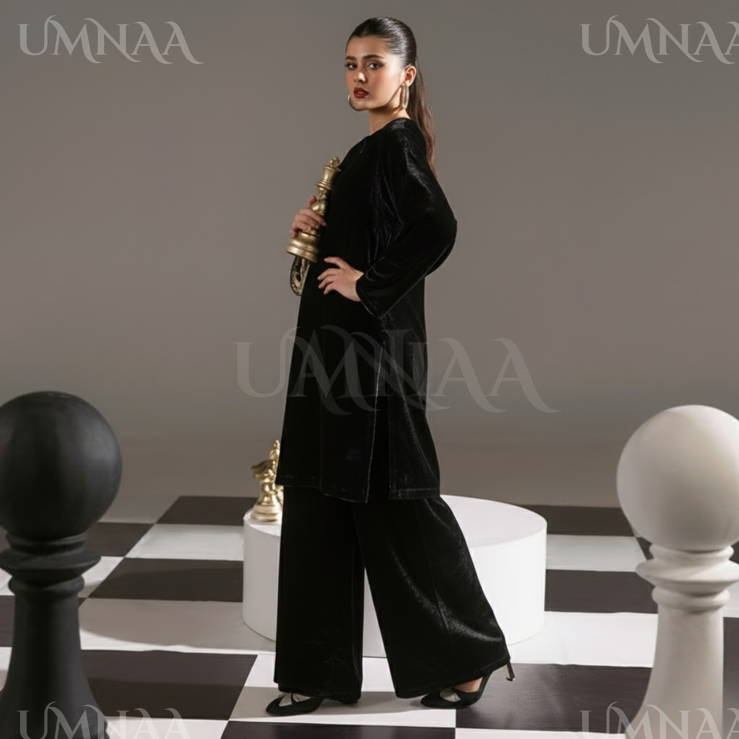 UA-149 Solid Velvet Farshi Shalwar Collection by Umnaa