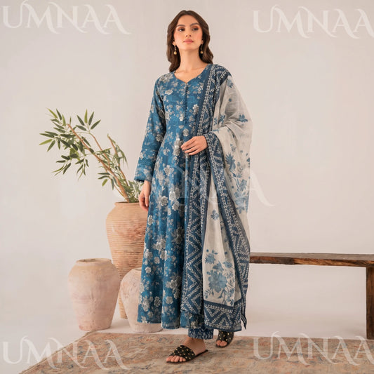 UA-197 Printed Poly Lawn frock 3 Pc Collection Ready to Wear Pakistani Asian clothes