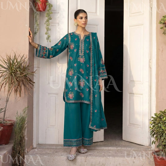 UA-194 Embroidered Cotton Farshi Shalwar Collection by Umnaa | Ready to Wear Pakistani Asian Clothing