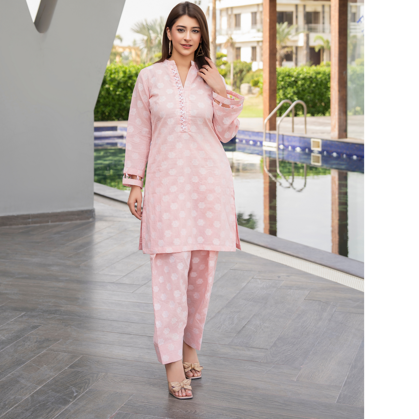 UA-86 2 Pc Jacquard Lawn Co-Ords Set | Ready to Wear | Umnaa