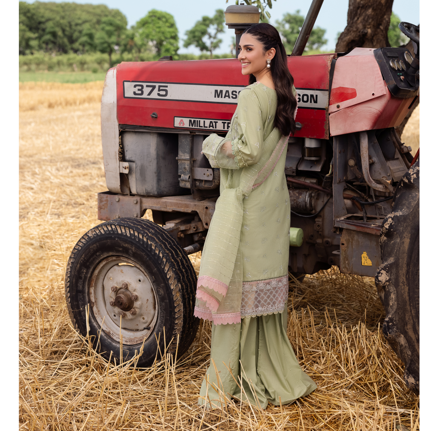 UAL-105 Luxury Festive Lawn Embroidered Mother–Daughter Matching Outfit Set by ALLY'S