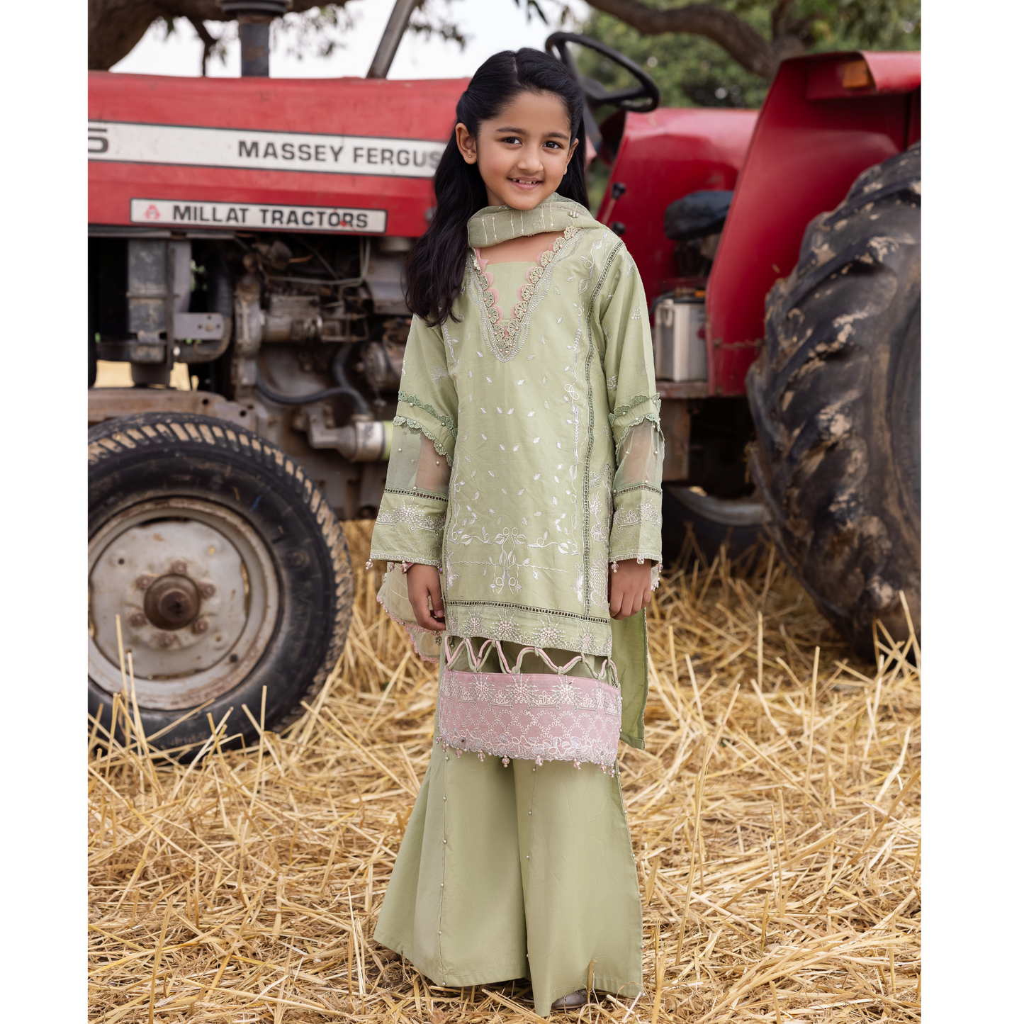 UAL-105 Luxury Festive Lawn Embroidered Mother–Daughter Matching Outfit Set by ALLY'S