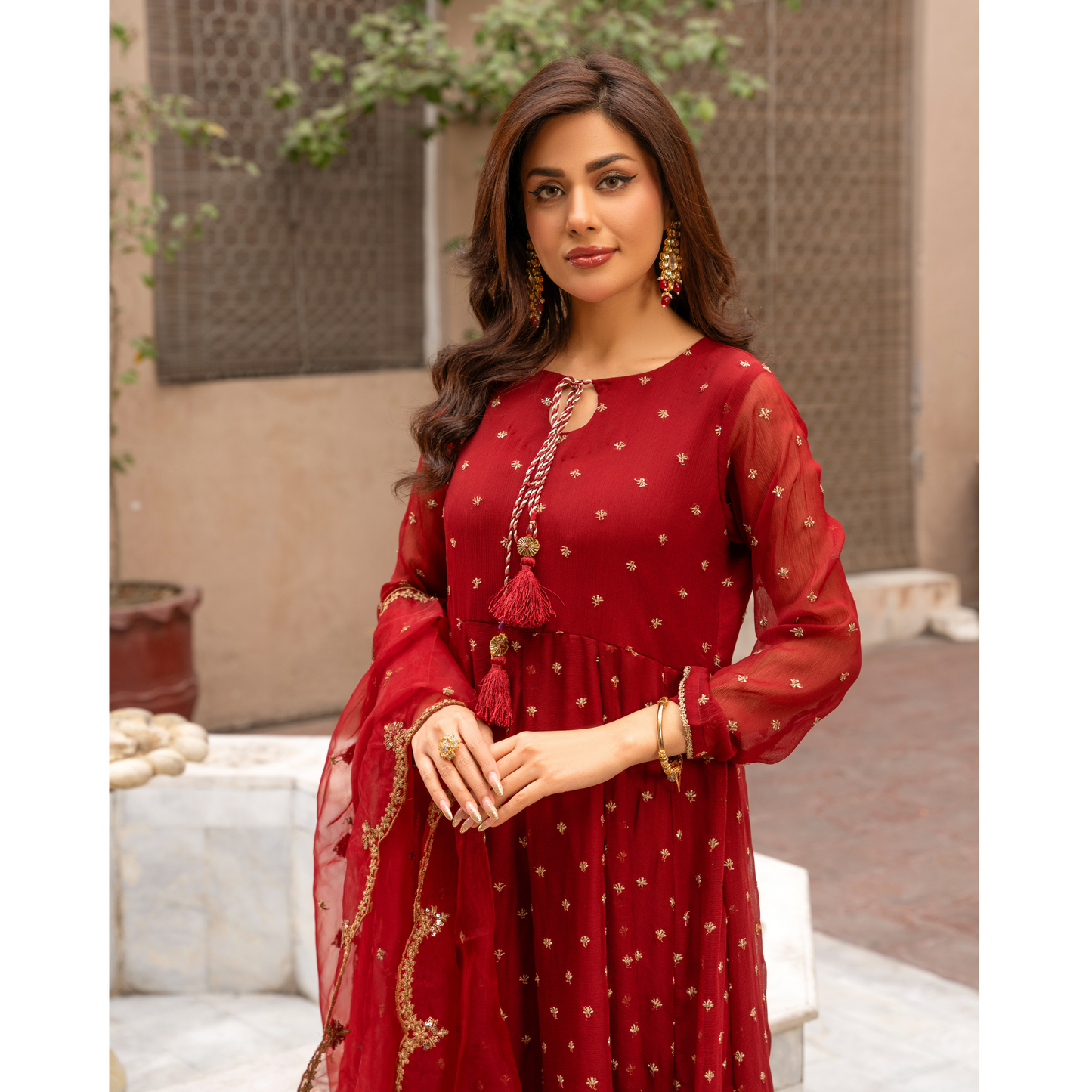 U-72 3 Pc Embroidered Chiffon long frock collection-UMNAA
